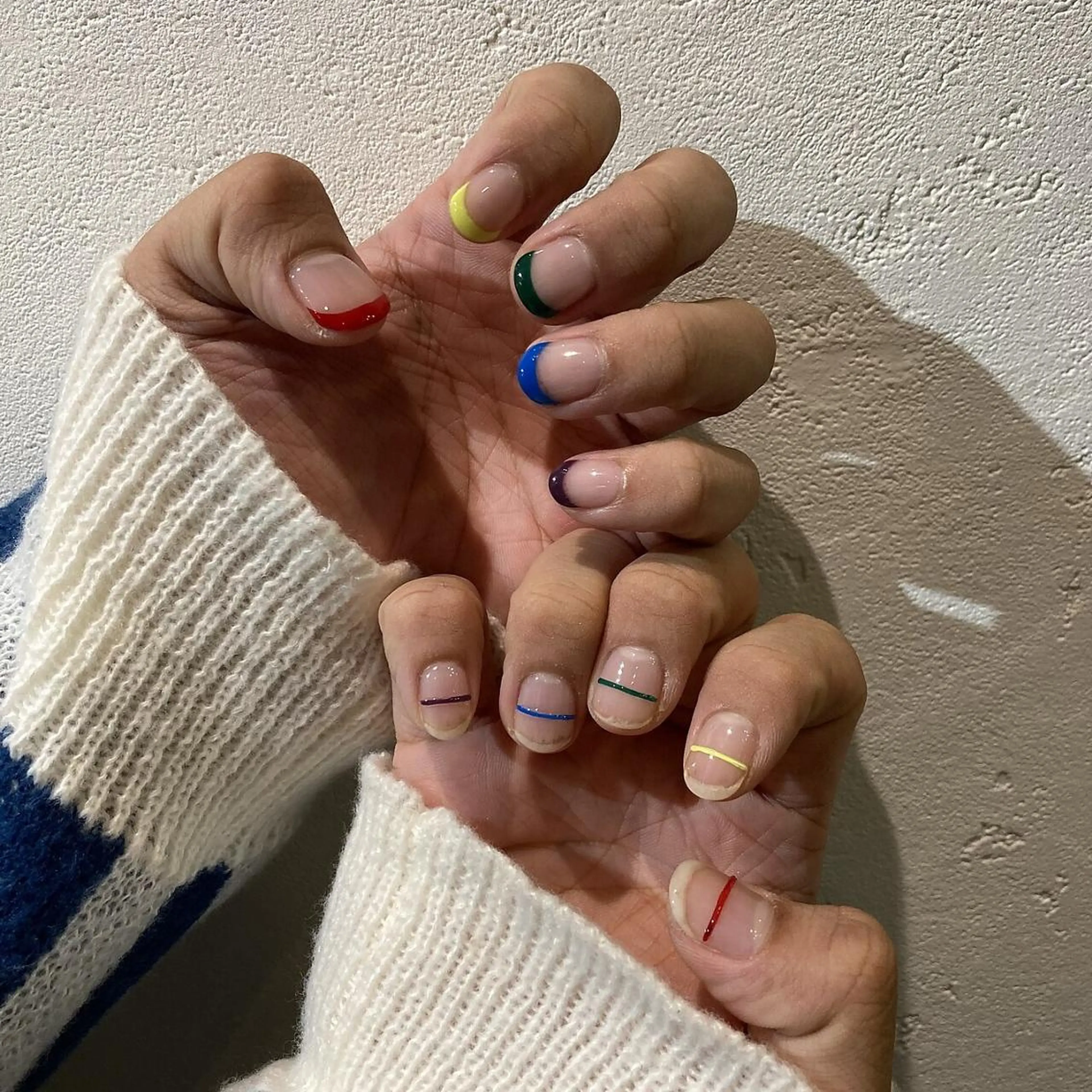 ネイル フレンチネイル ジェルネイル ガラスフレンチ グラデーション マグネットネイル ハンドネイル 【パラジェル認定】 newiネイル京橋のネイルデザイン