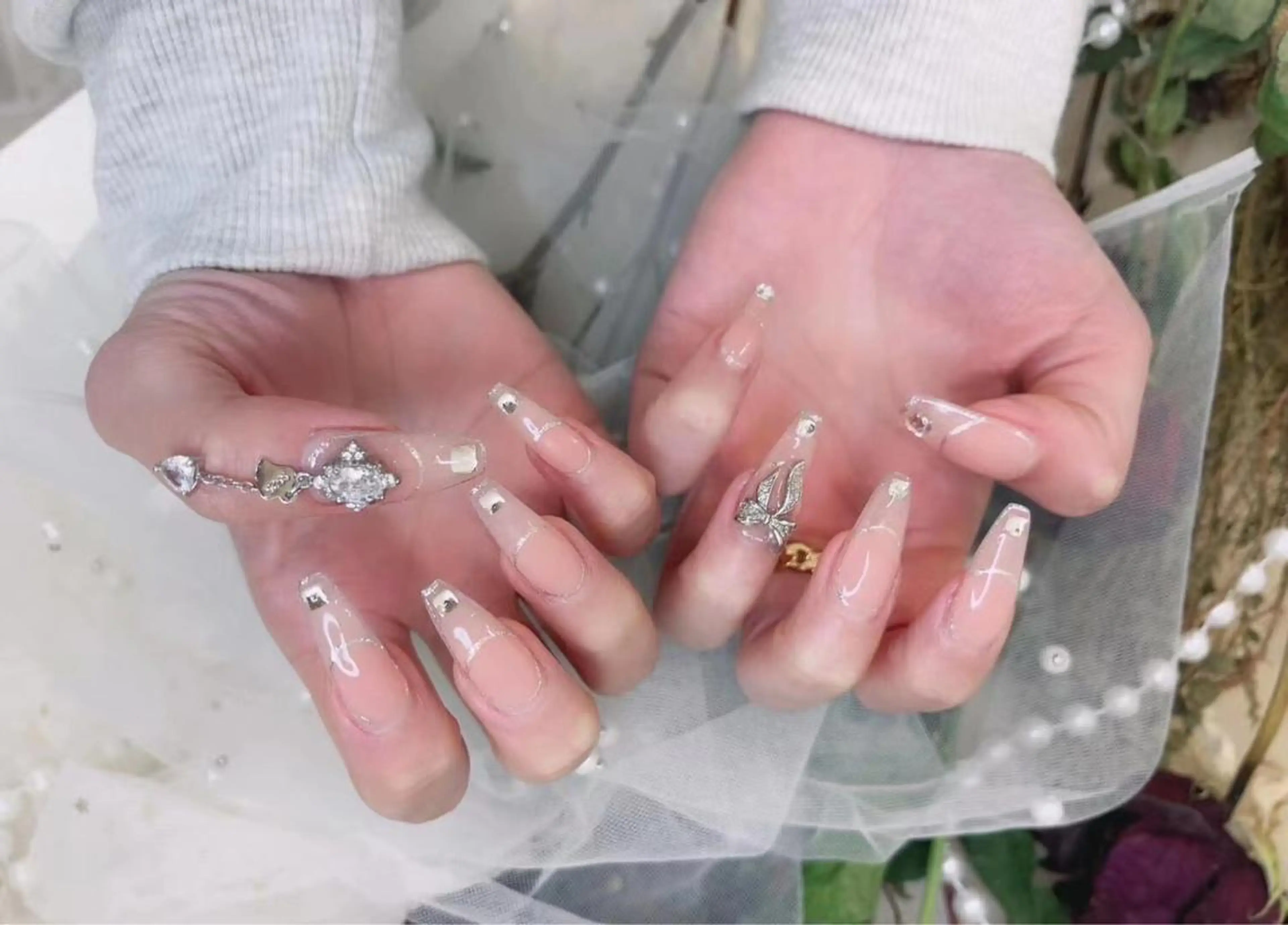 ネイル クリアネイル フレンチネイル ピンク babarla Nailのネイルデザイン