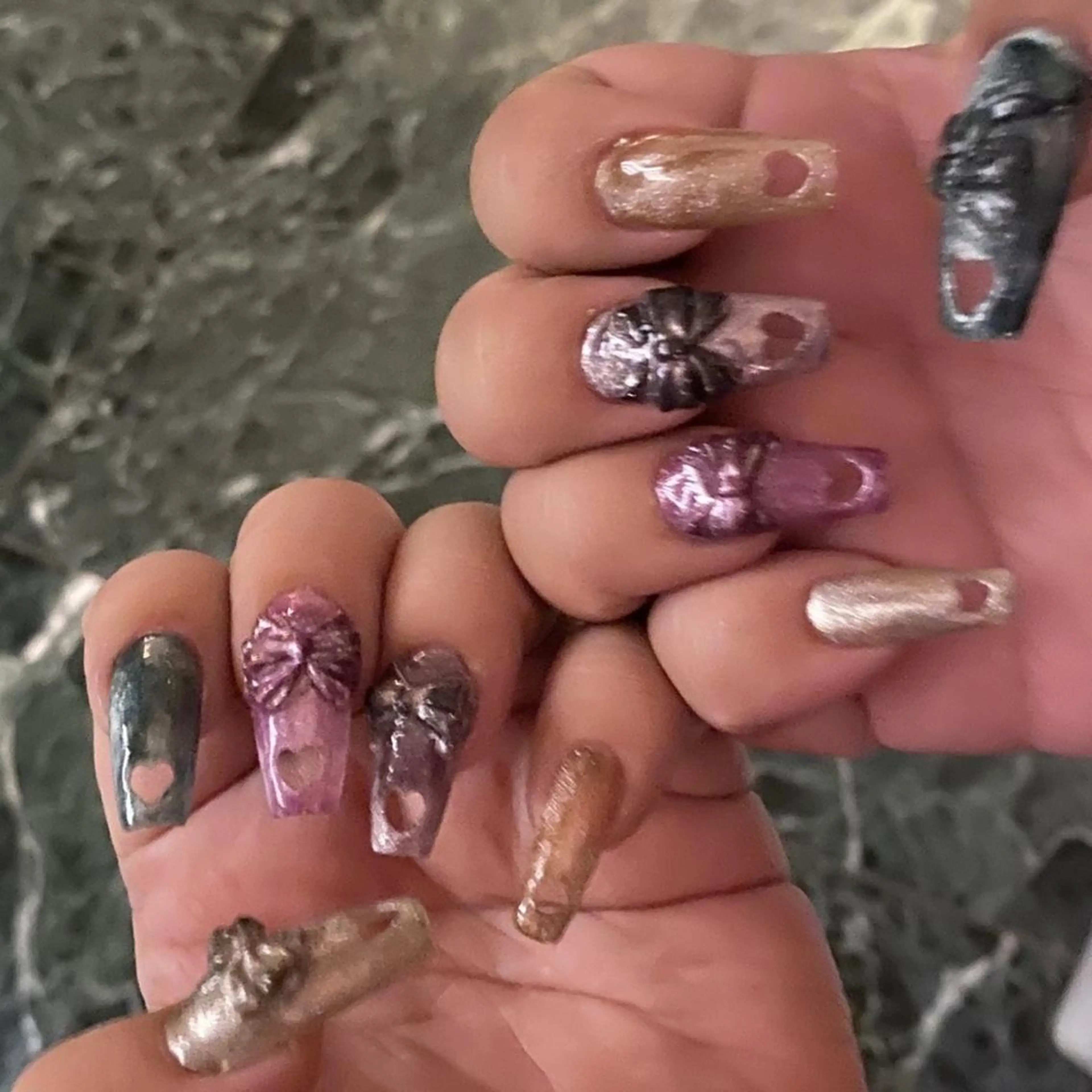 GEL-Xスカルプコースハートパンチネイル　オフなしの写真