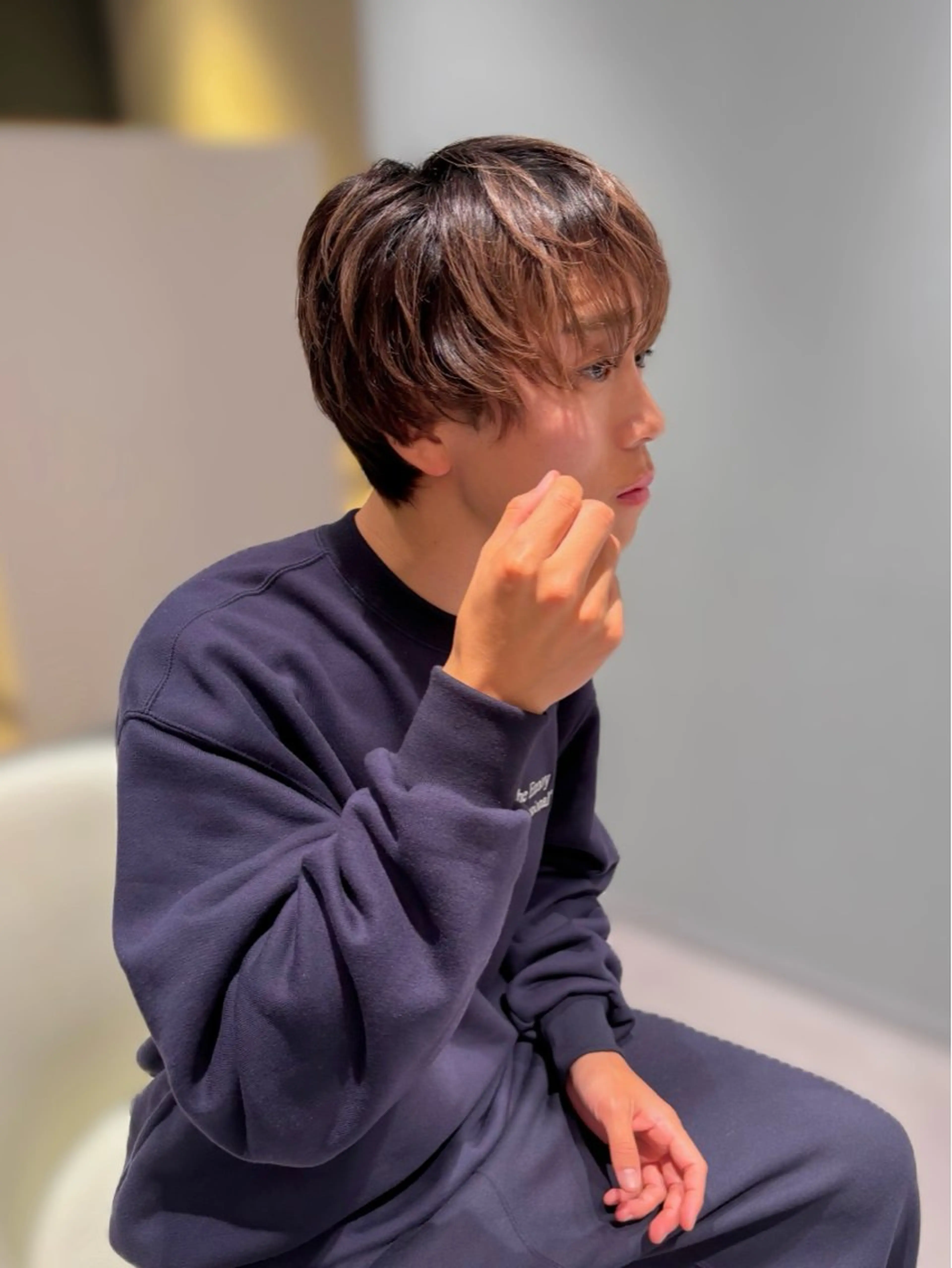 メンズ アイブロウ マッシュ Kaho🌼/メンズ ニュアンスパーマのヘアスタイル