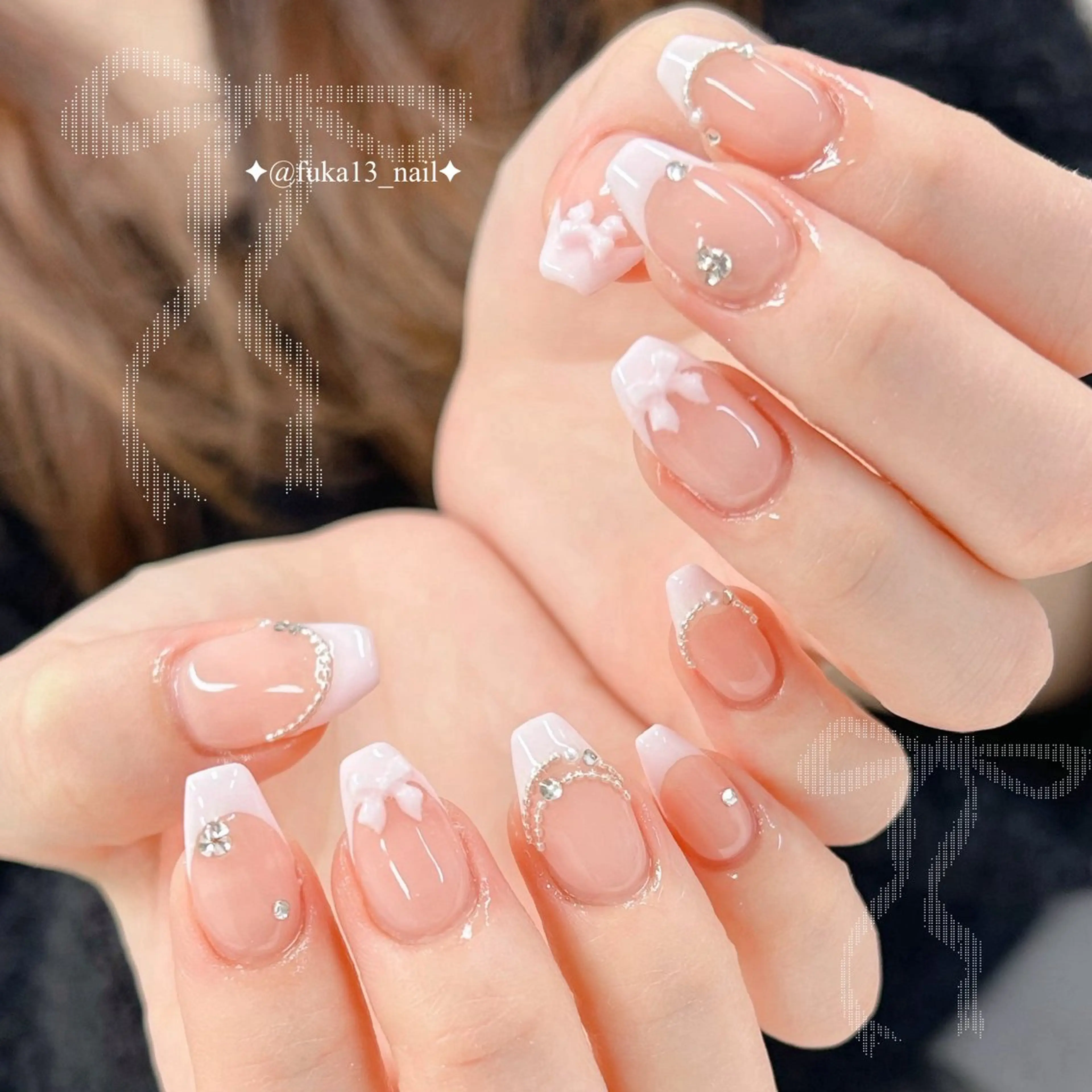 ネイル フレンチネイル ガーリー 韓国ネイル ピンク リボン ハンドネイル Nail♡Fuka. /5月予約受付中のネイルデザイン
