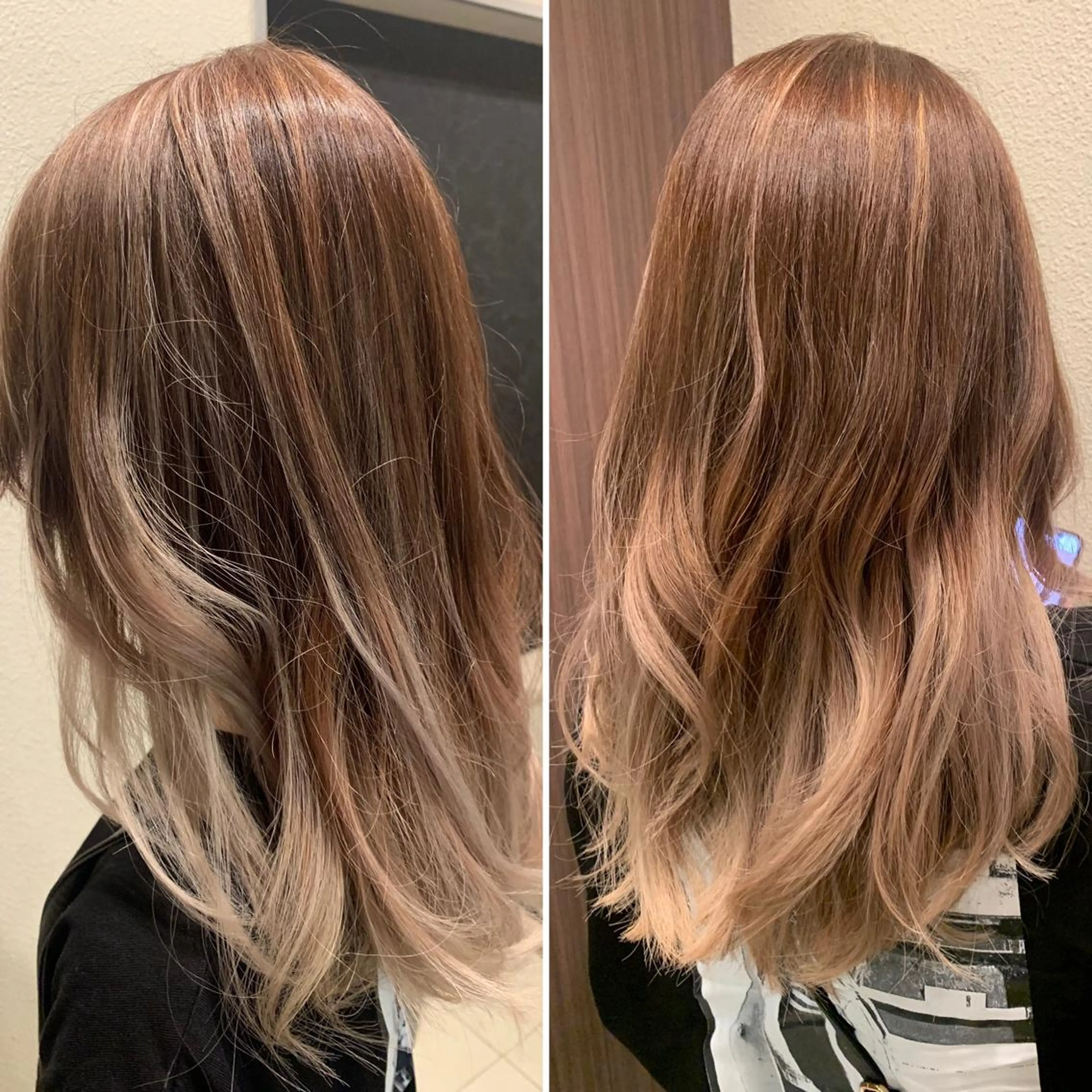 セミロング カラー ベージュカラー ブリーチ グラデーションカラー ハイライトカラー ハイライト 藤本 麻衣のヘアスタイル