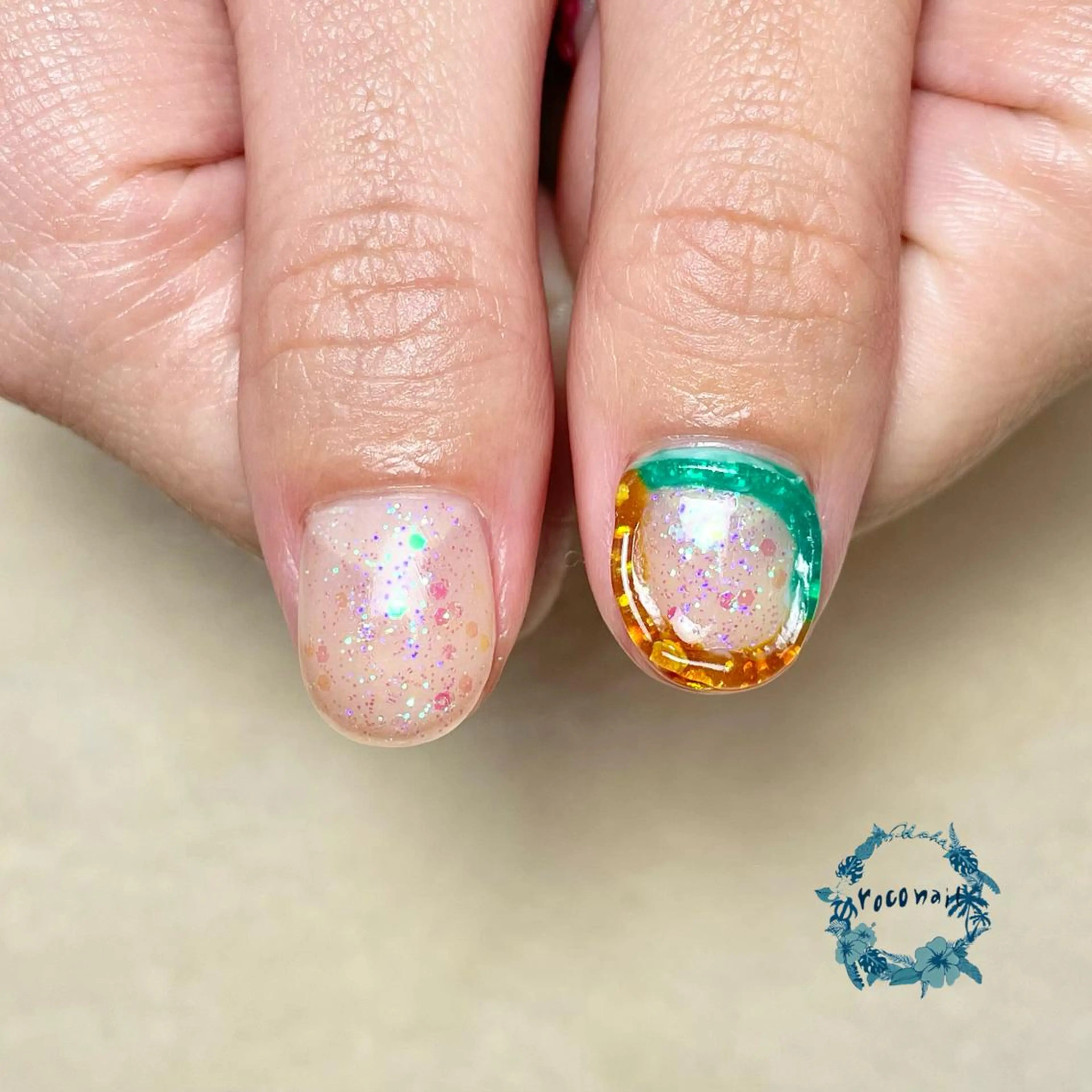 ネイル キラキラネイル ニュアンスネイル ハンドネイル roconail ヒロコのネイルデザイン