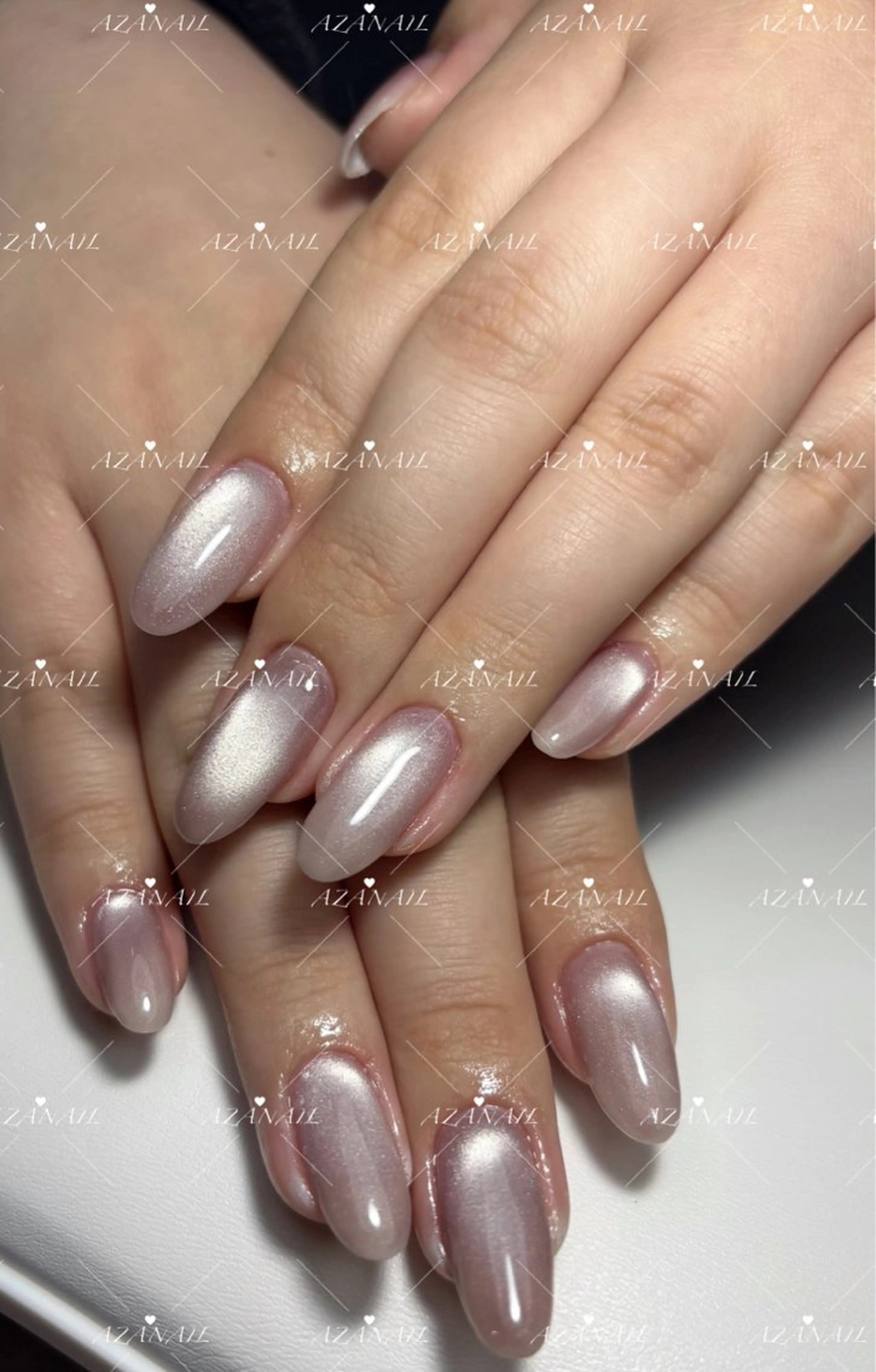 ネイル チークネイル グラデーション マグネットネイル 春ネイル ワンホンネイル ハンドネイル AZA NAILROOMのネイルデザイン