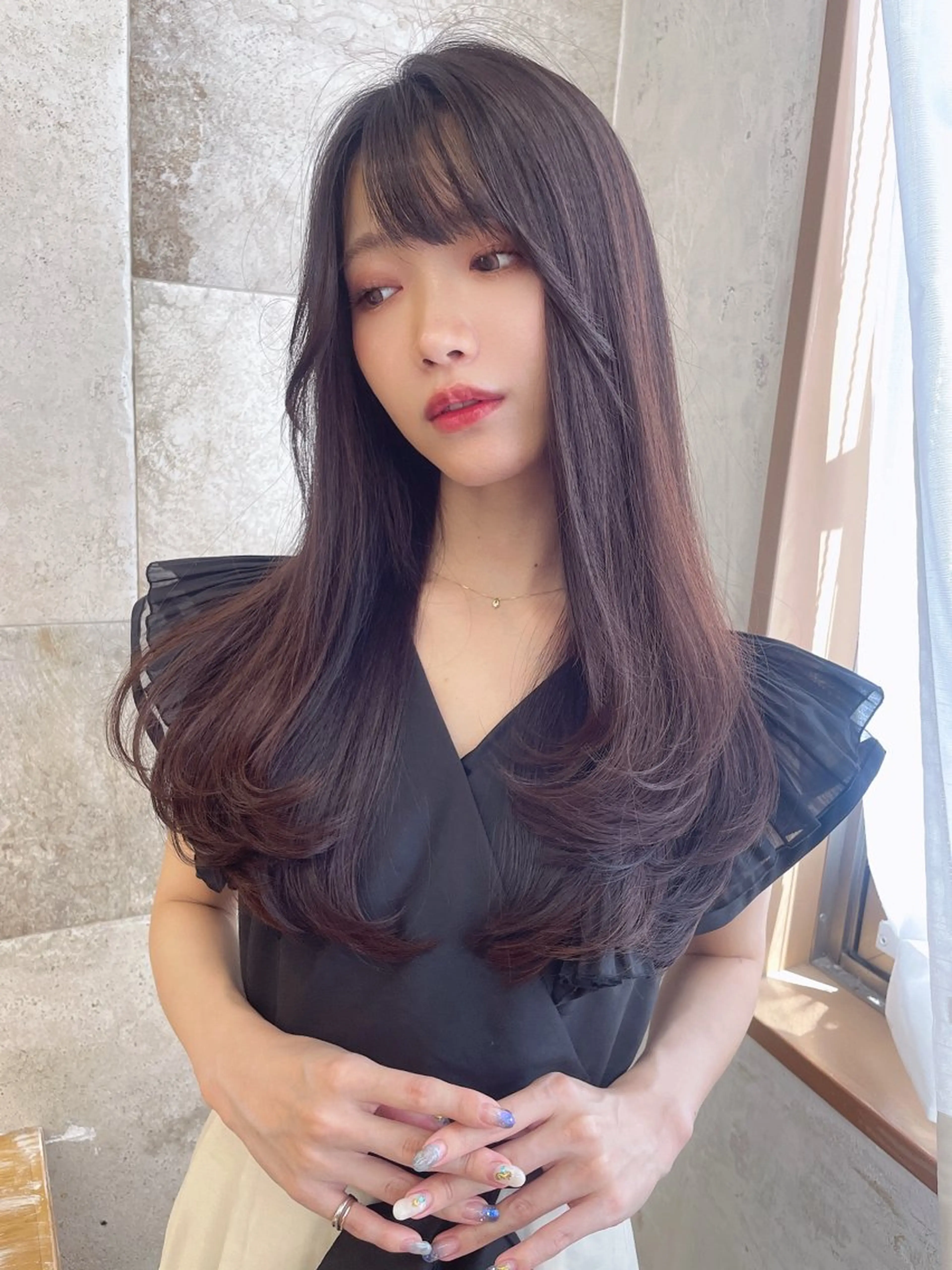 ロング カット ヘアカラー Kanami/韓国風 /艶カラーのヘアスタイル