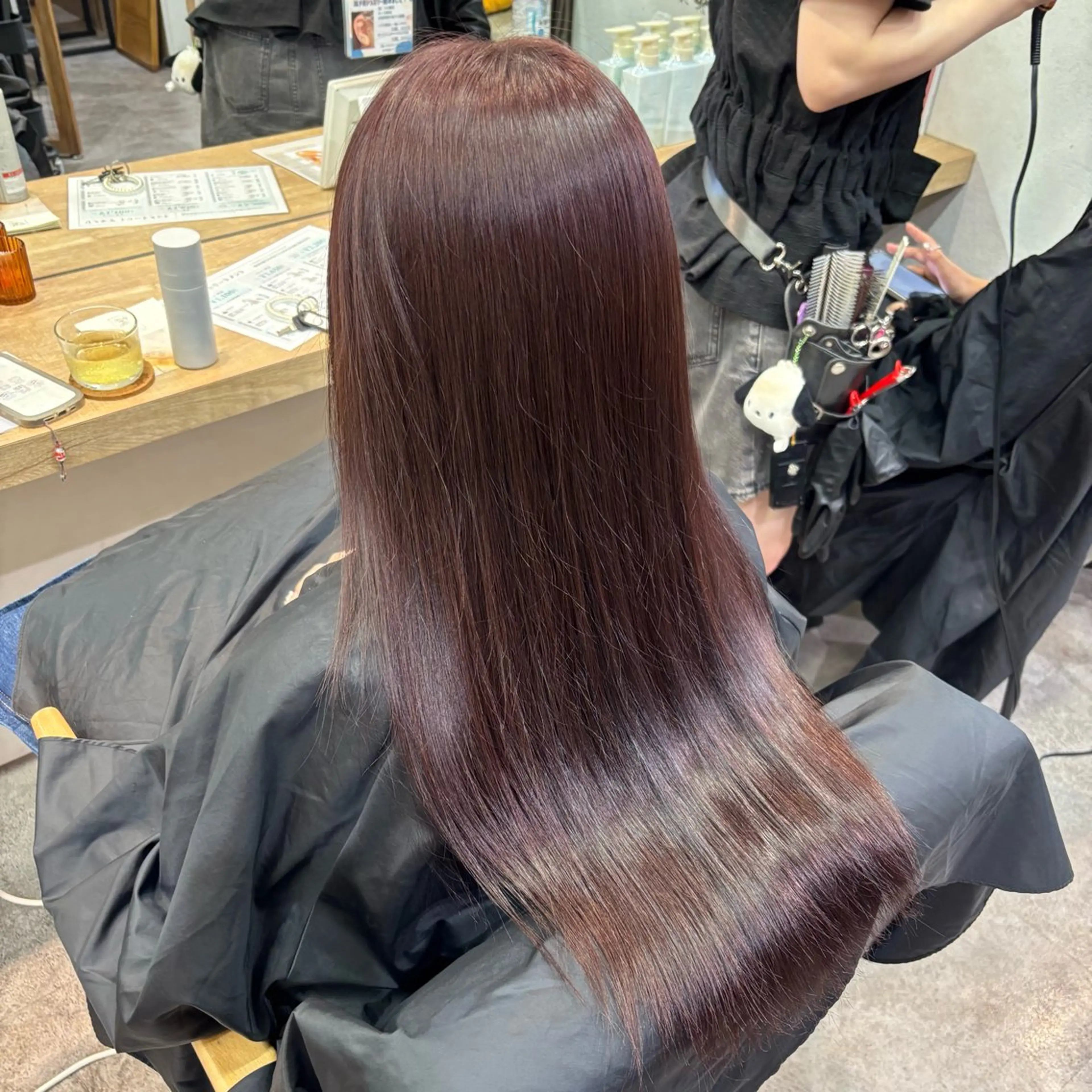カラー カシス 透明感カラー ラベンダーカラー ピンクカラー ピンクラベンダー 艶感カラー/オリーブ アレンジ：♡のヘアスタイル