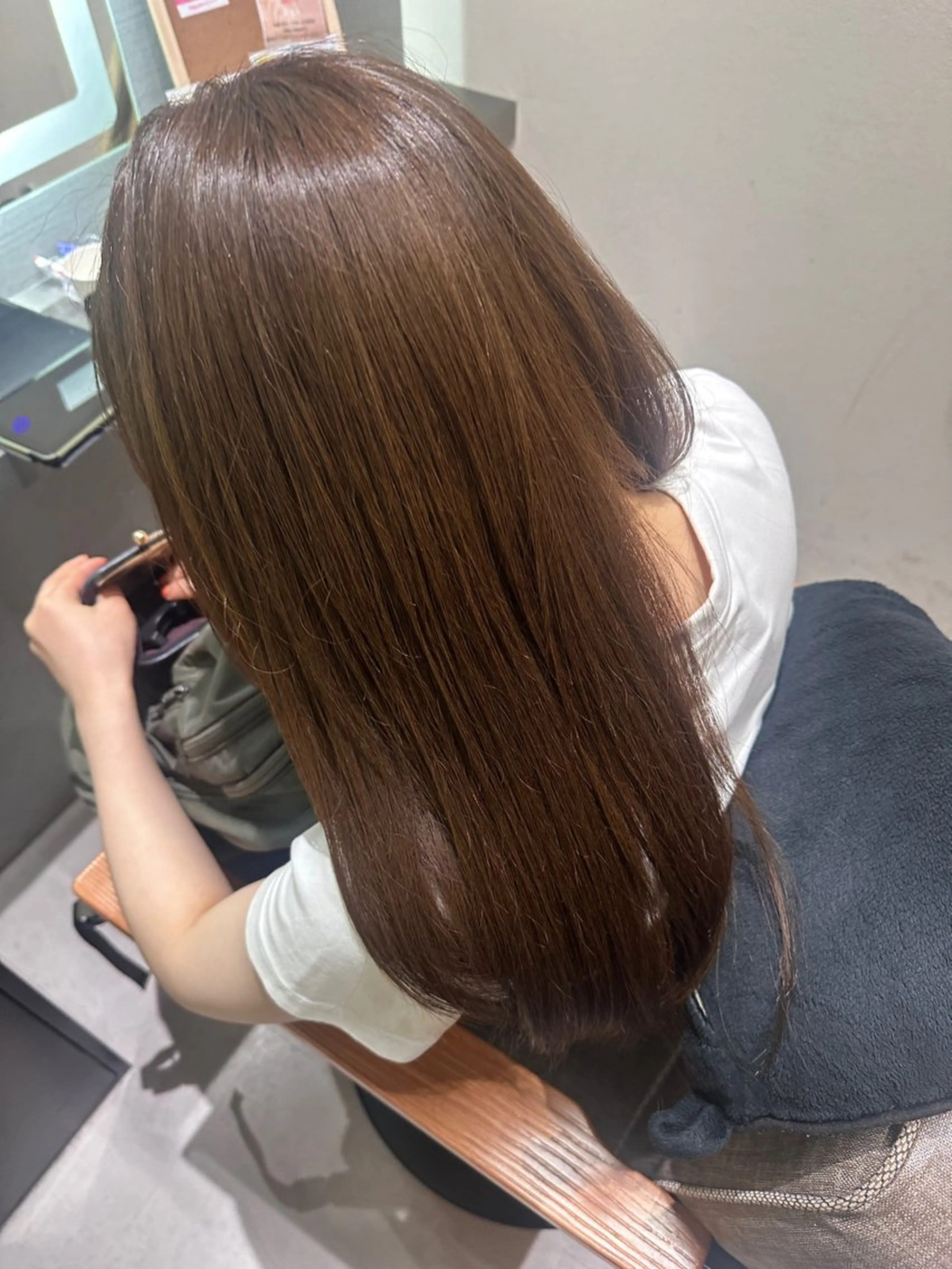 セミロング カラー ベージュカラー ブリーチ ブリーチなしカラー オレンジ 🇰🇷韓国ｽﾀｲﾙ ﾚｲﾔｰ/ayanaのヘアスタイル