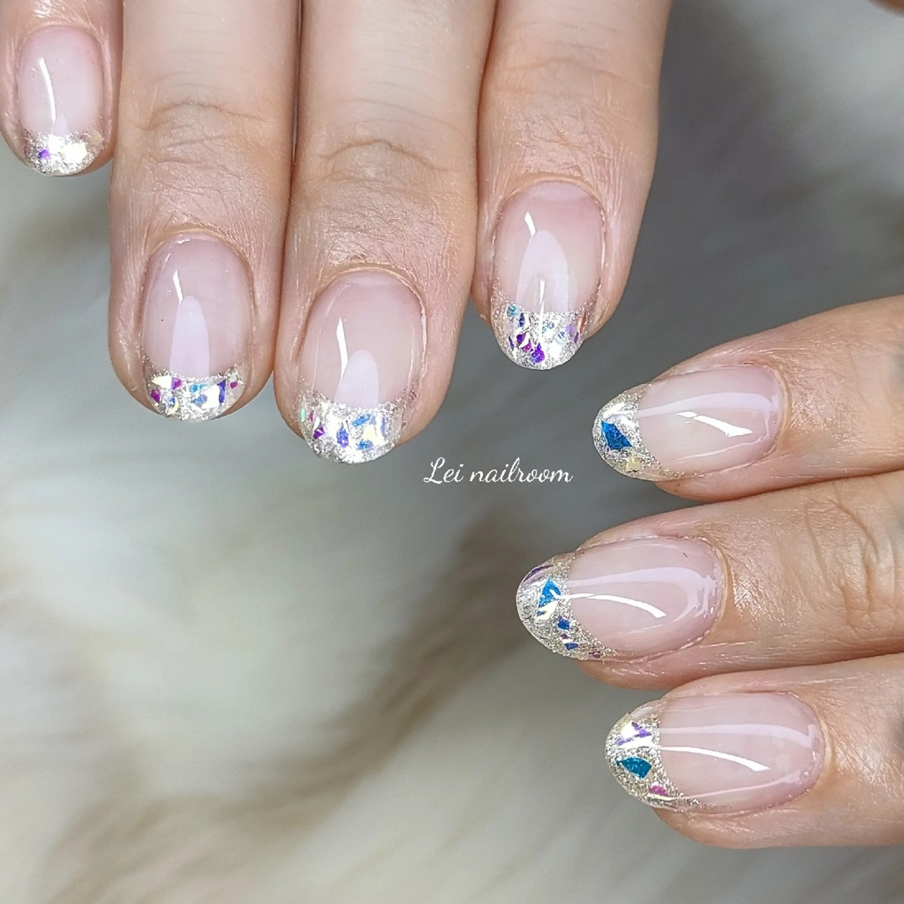 ネイル フレンチネイル ガラスフレンチ lei🌼 nailroomのネイルデザイン