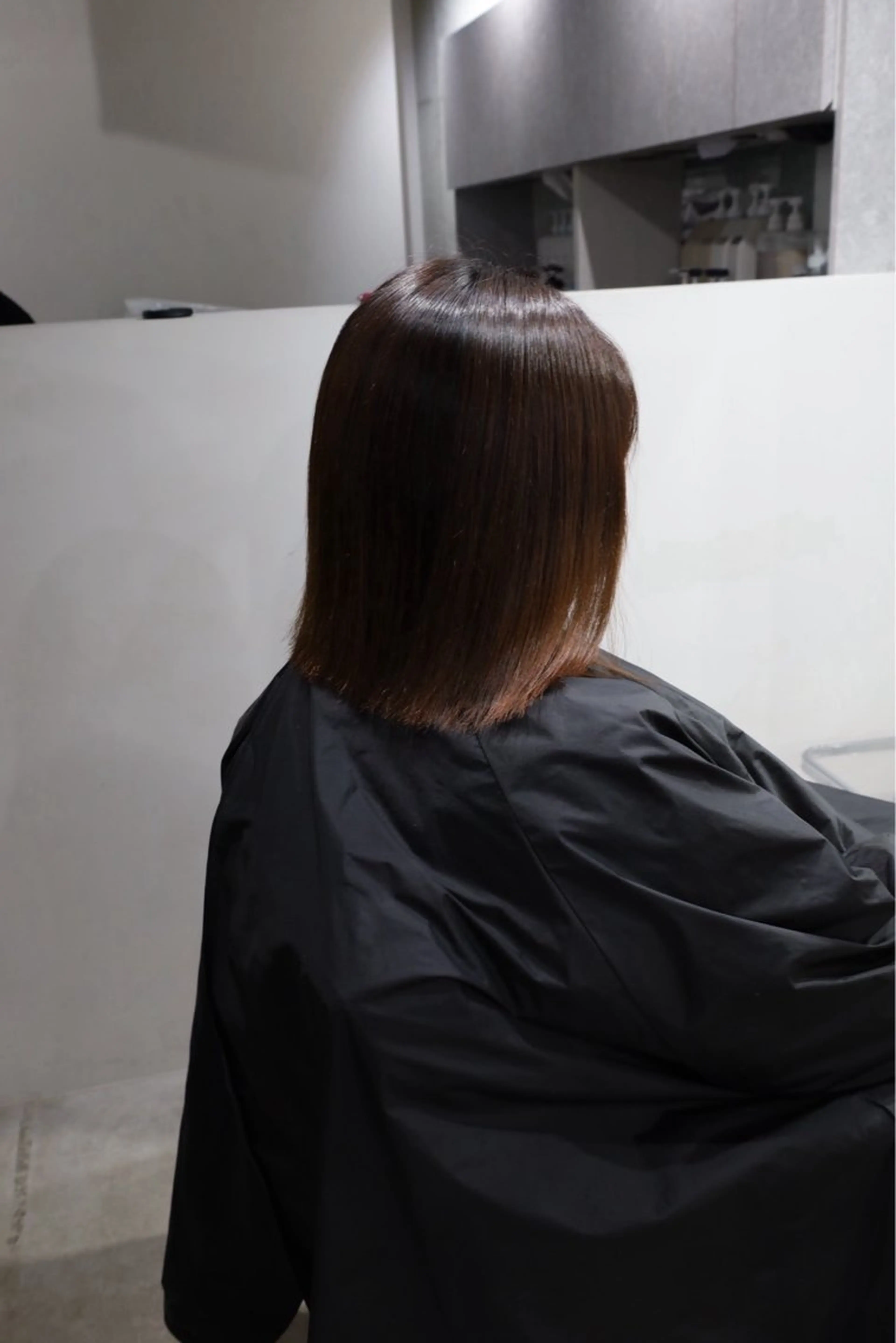 ミディアム 縮毛矯正 デザインカラー みさのヘアスタイル