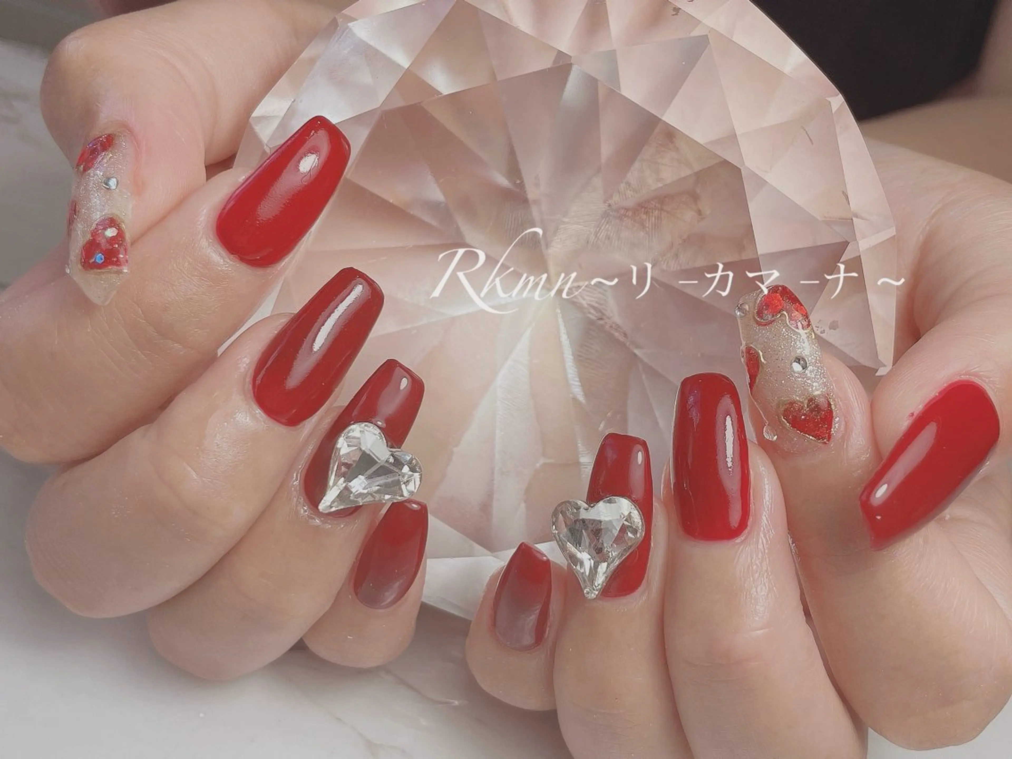 ネイル アートネイル ハート 赤色 春ネイル バレンタイン ハンドネイル フットネイル ハンドケア Rkmn ~リ-カマ-ナ~のネイルデザイン