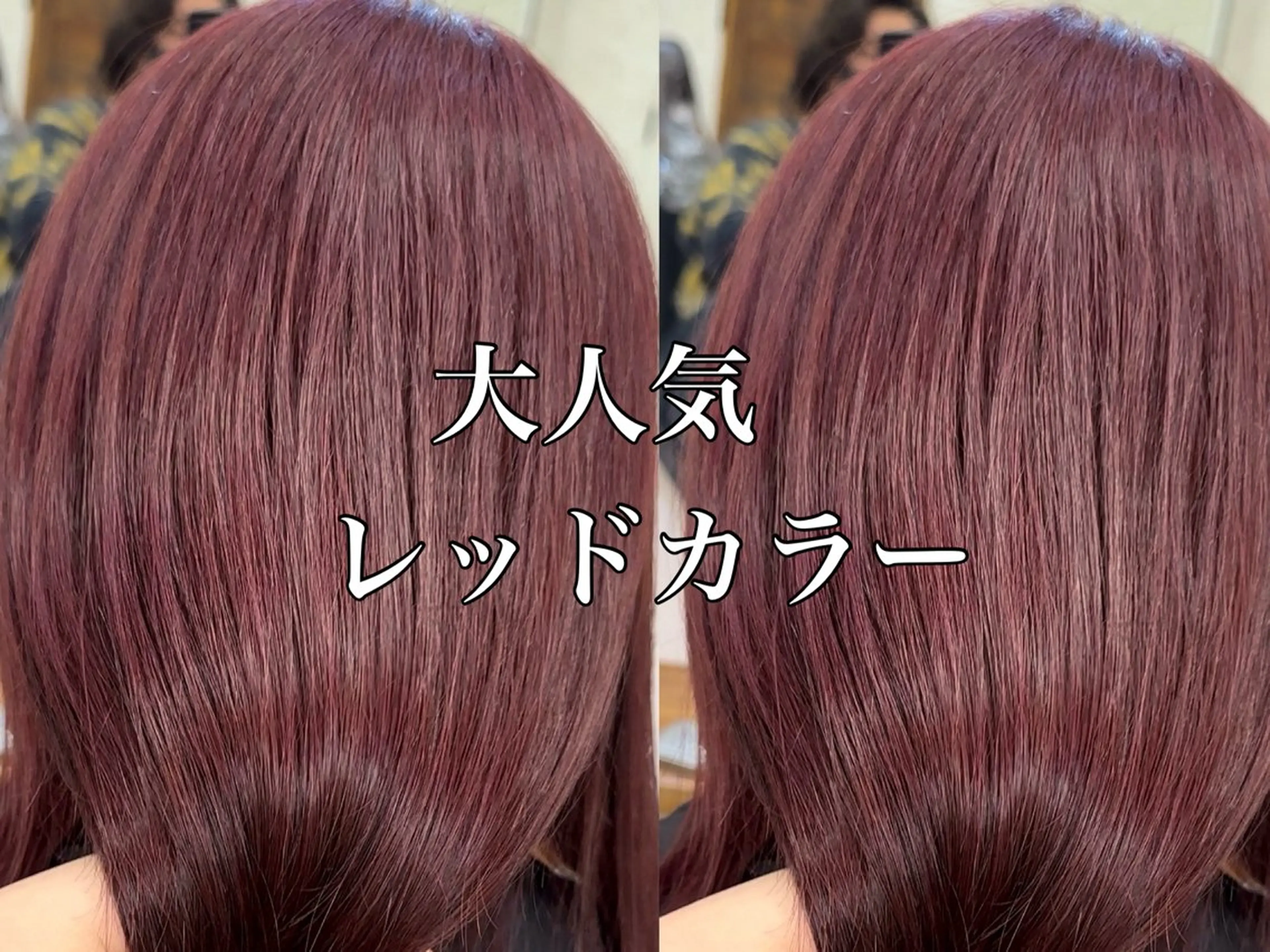 ミディアム カラー ブリーチ ラベンダーカラー ブリーチなしカラー ピンクカラー レッドカラー ブリーチなしダブル カラー縮毛矯正　下野のヘアスタイル