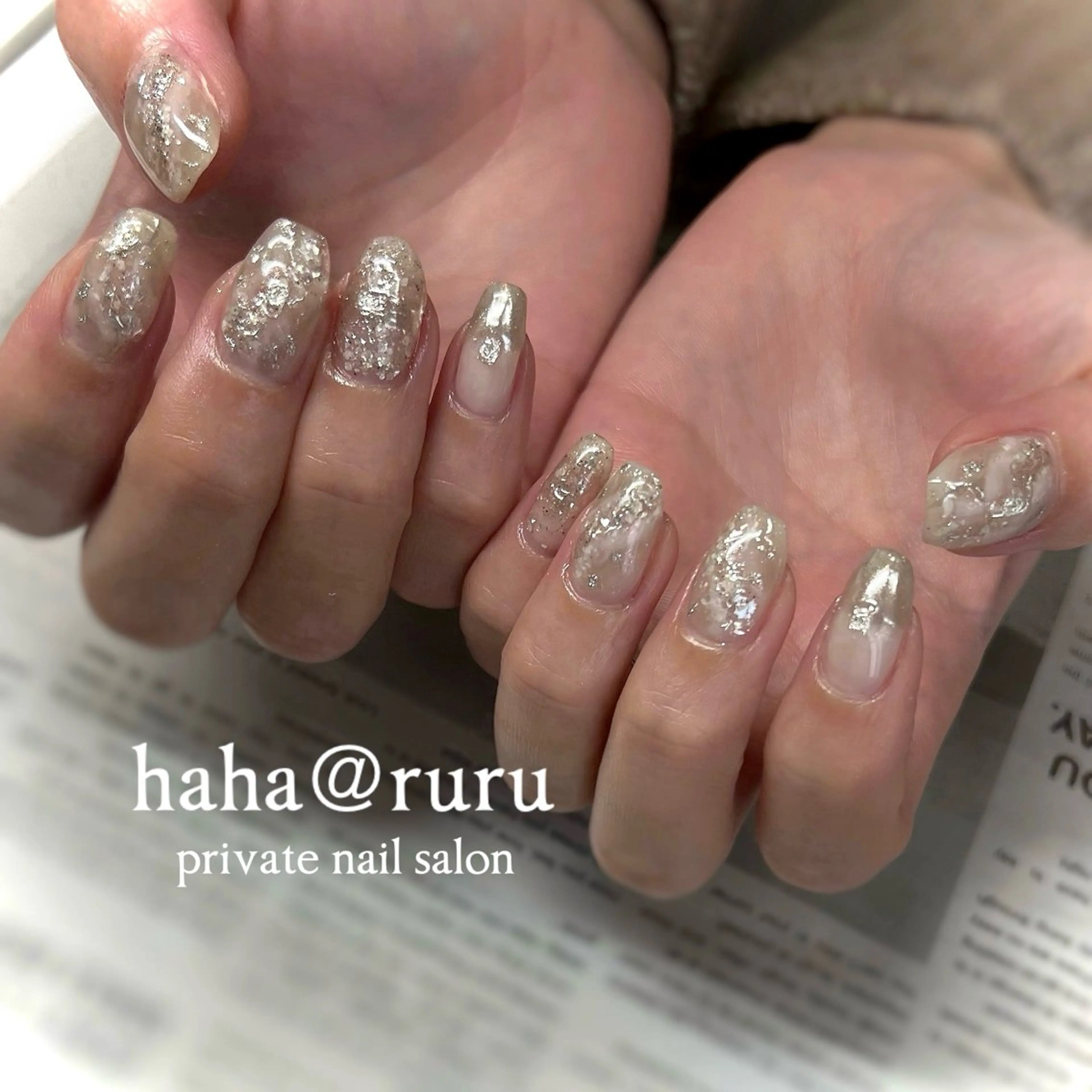 ネイル 氷ネイル・うるうるネイル キラキラネイル haha@ ruruのネイルデザイン