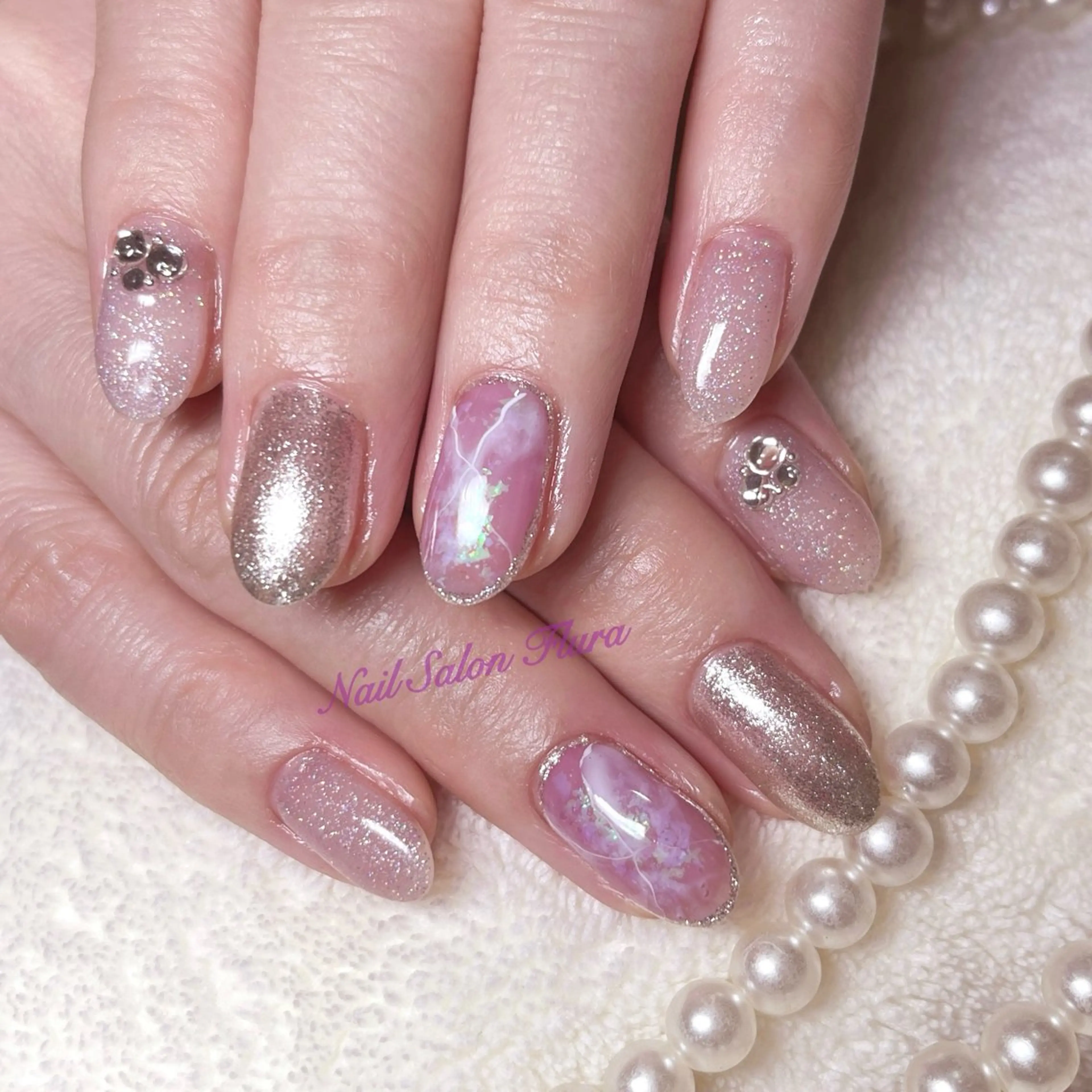 ネイル 大理石ネイル(マーブル) ハンドネイル NailSalon Fluraのネイルデザイン