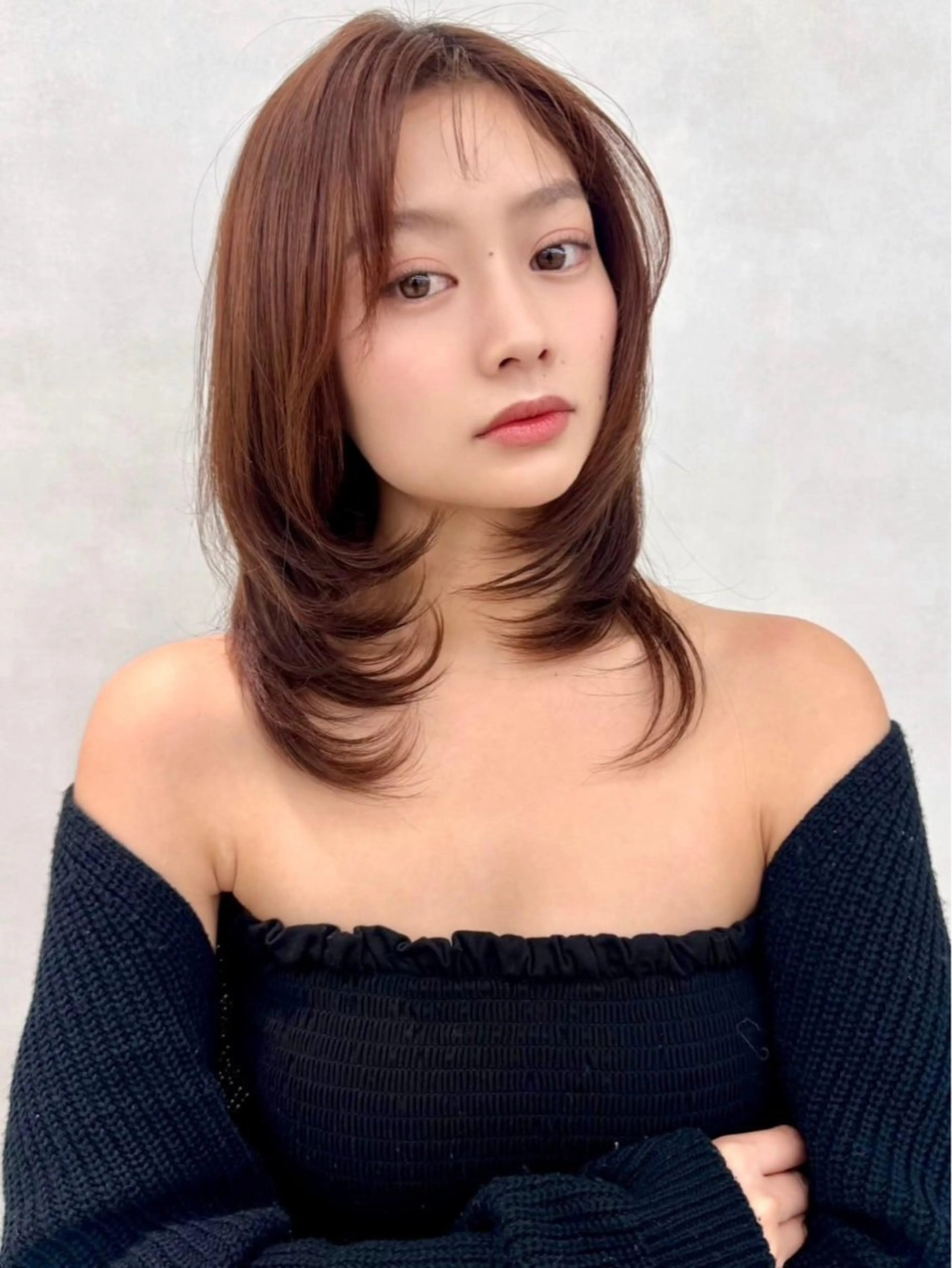 ロング カラー カット ヘアカラー トリートメント 🇰🇷韓国レイヤー ケアカラー／田川佑紀のヘアスタイル