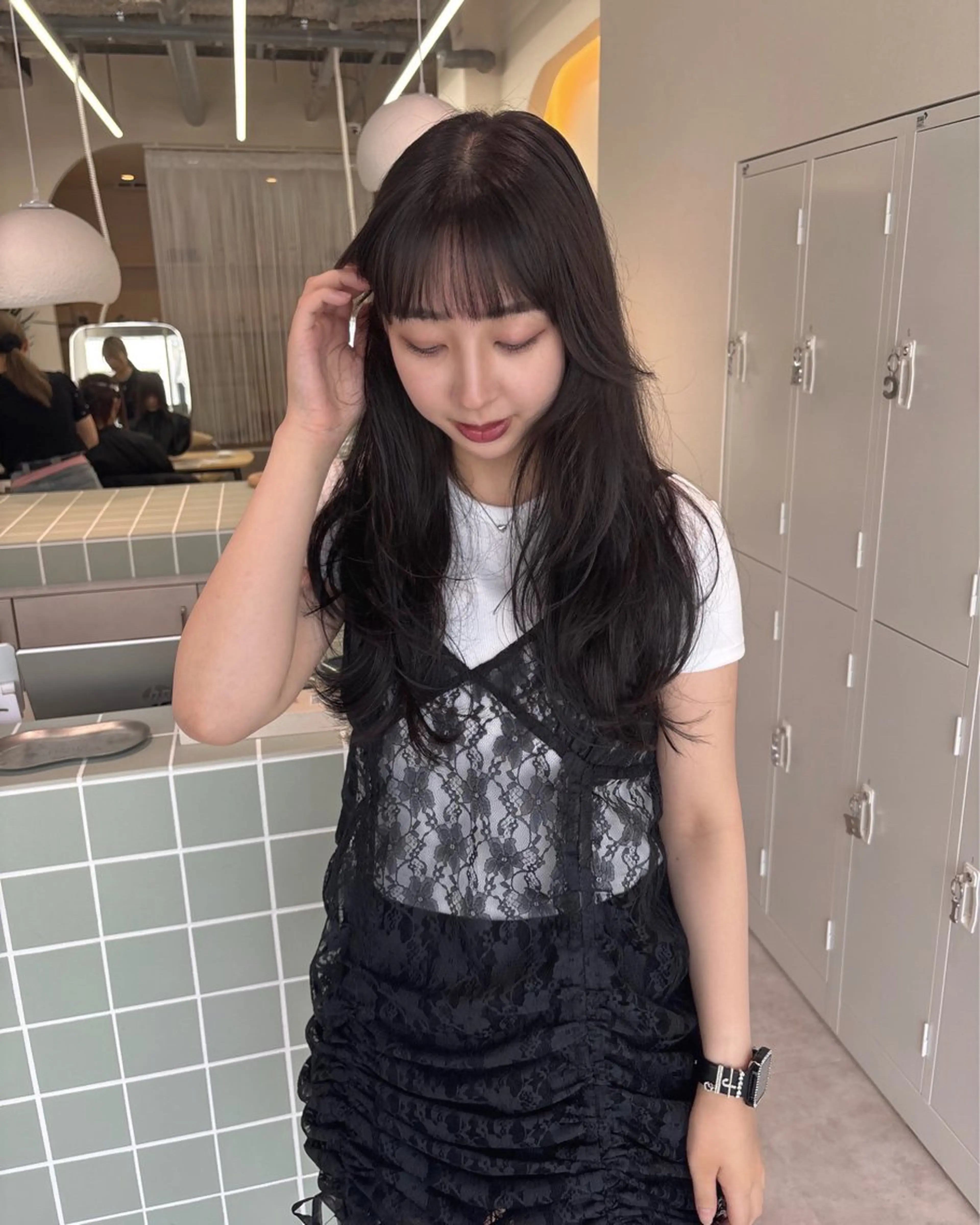 ロング カラー カット ヘアカラー トリートメント ヘッドスパ 広島/ヘアセット /ベージュ/わかなのヘアスタイル