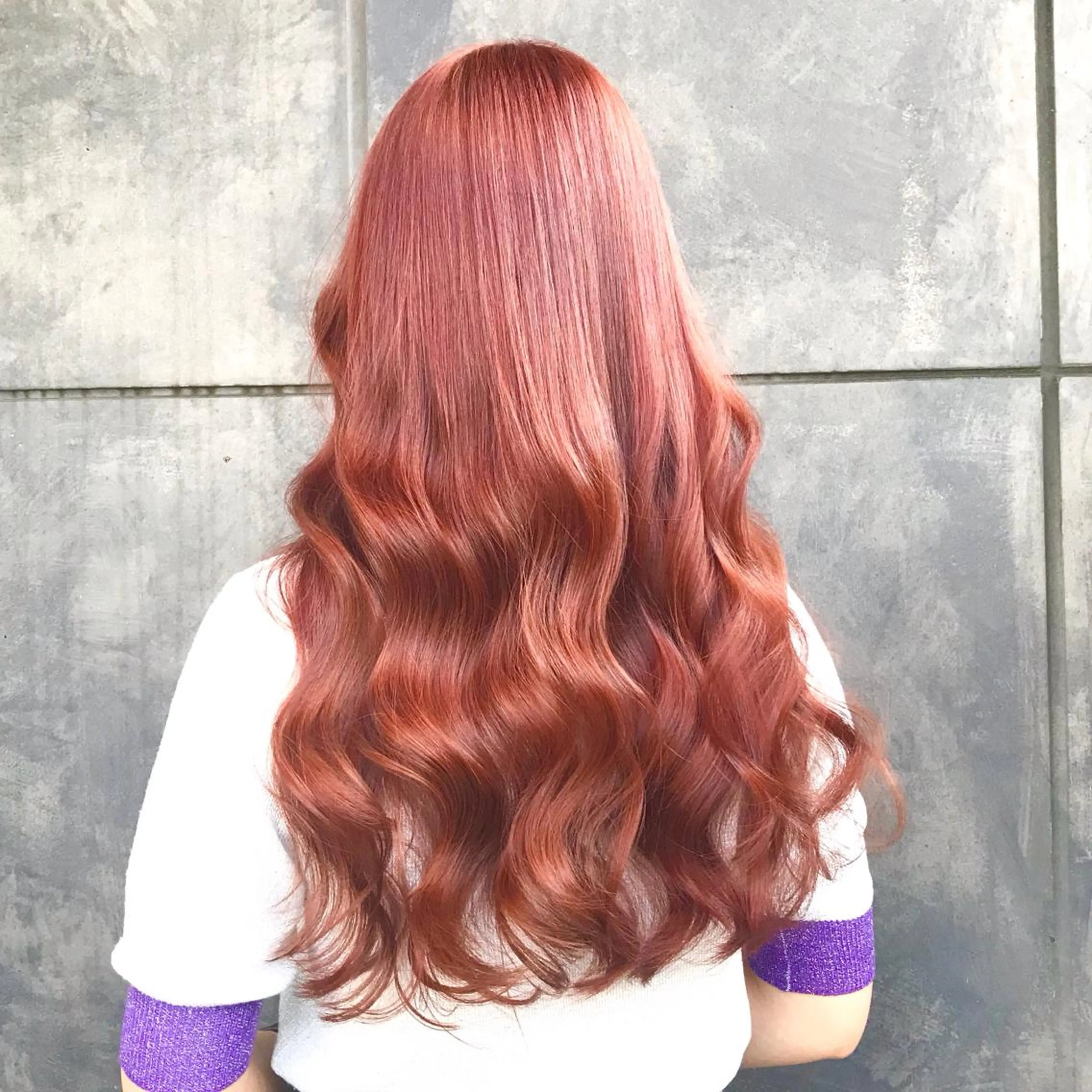 ロング カラー ブリーチ オレンジ ピンクカラー ヨシンモリ ムルギョル巻き K-POP好き美容師 🇰🇷Kai.Yのヘアスタイル