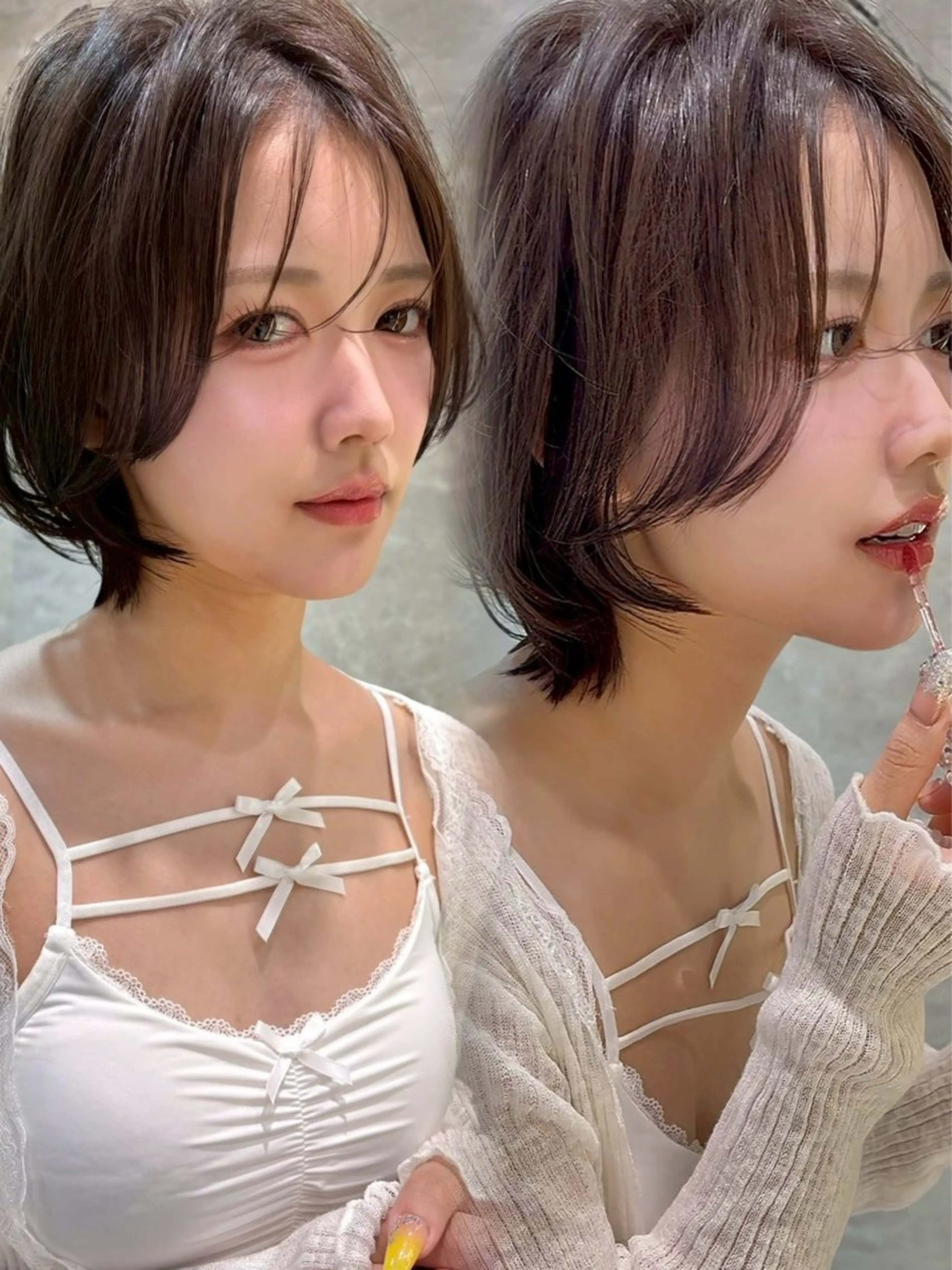 ショート ボブ 顔周りカット 小顔カット HINA 仙台/ レイヤー/縮毛矯正のヘアスタイル