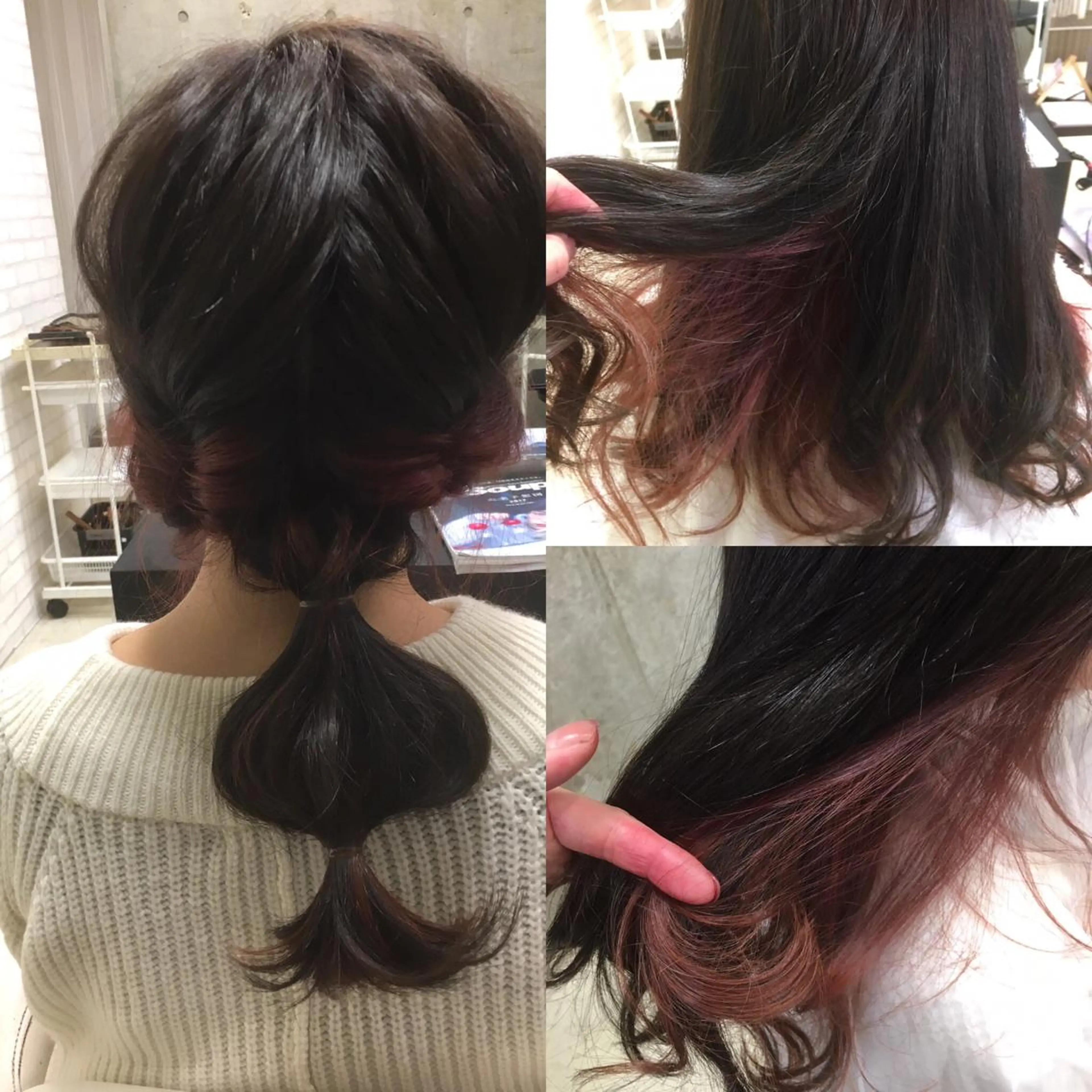 ミディアム カラー ヘアアレンジ インナーカラー ピンクカラー 髪質改善×レイヤー 高嶋のヘアスタイル
