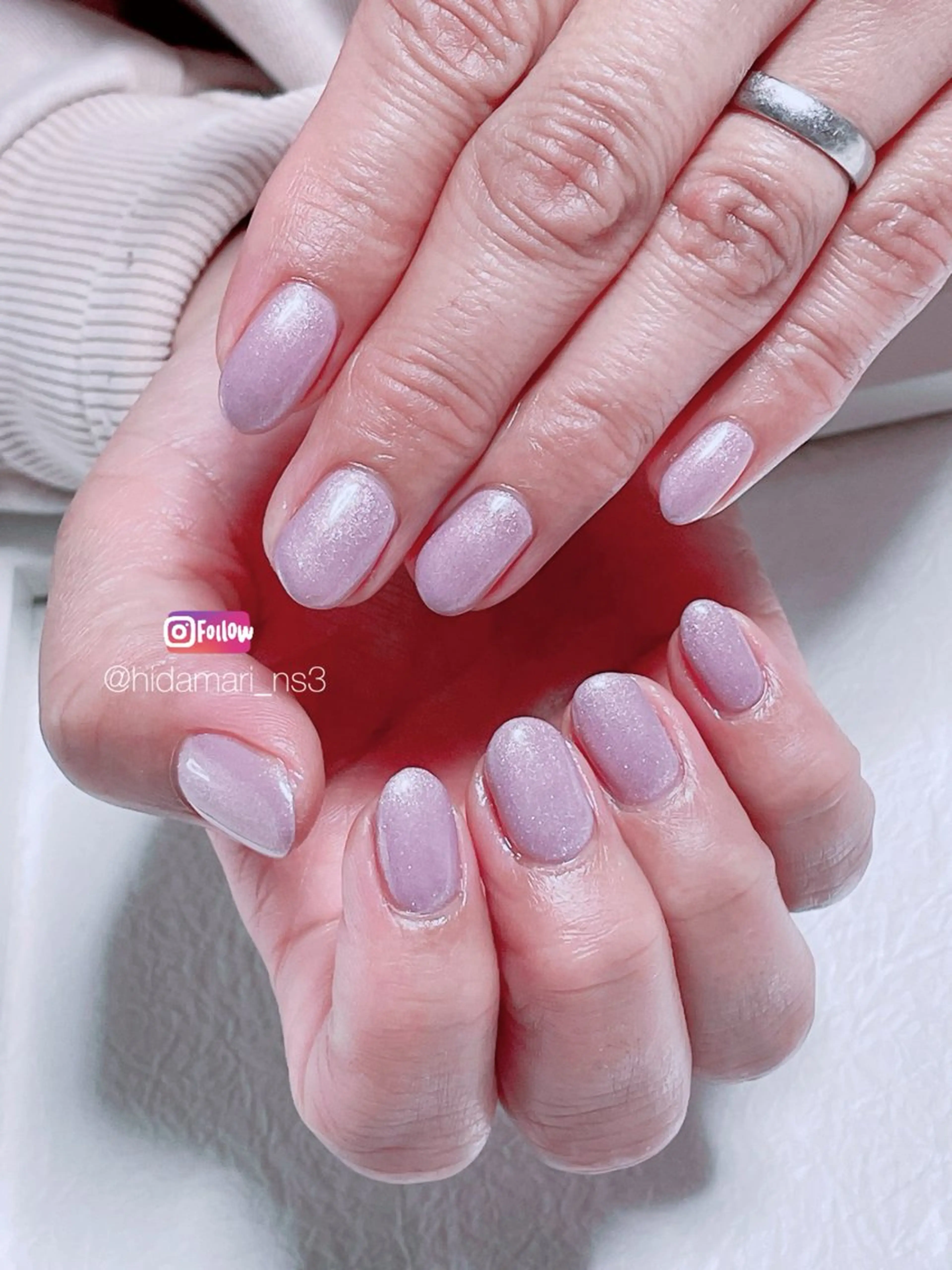 ネイル ラメ(グリッター) ワンカラーネイル ピンク ハンドネイル NailSalon ひだまりのネイルデザイン