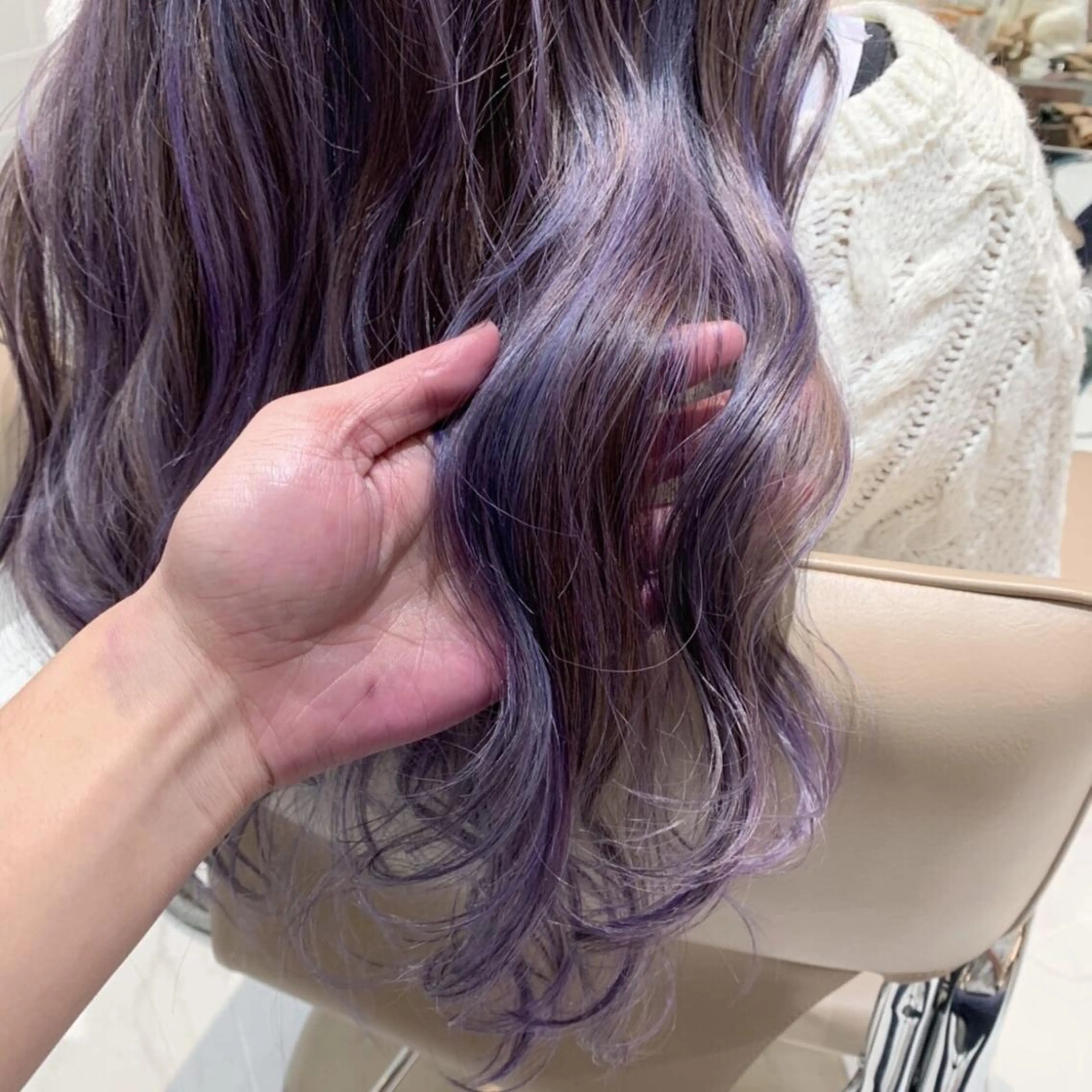 ロング カラー ハイライトカラー ラベンダーカラー パープルカラー ハイライト カット ヘアカラー ボブ/ハイトーン 福生Radix 下田のヘアスタイル