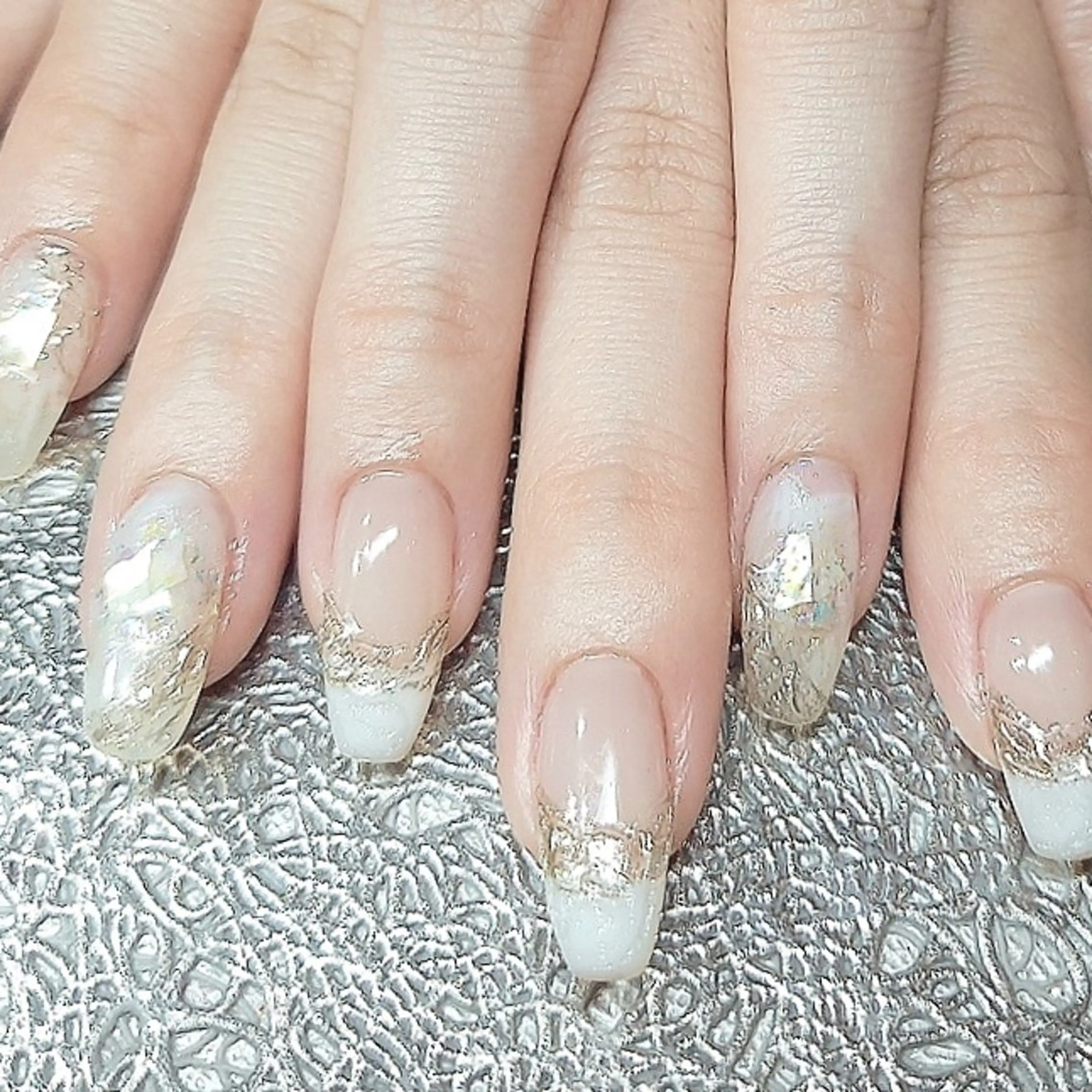 ネイル フレンチネイル マグネットネイル ブライダルネイル ホワイト ハンドネイル salon de  Princessのネイルデザイン