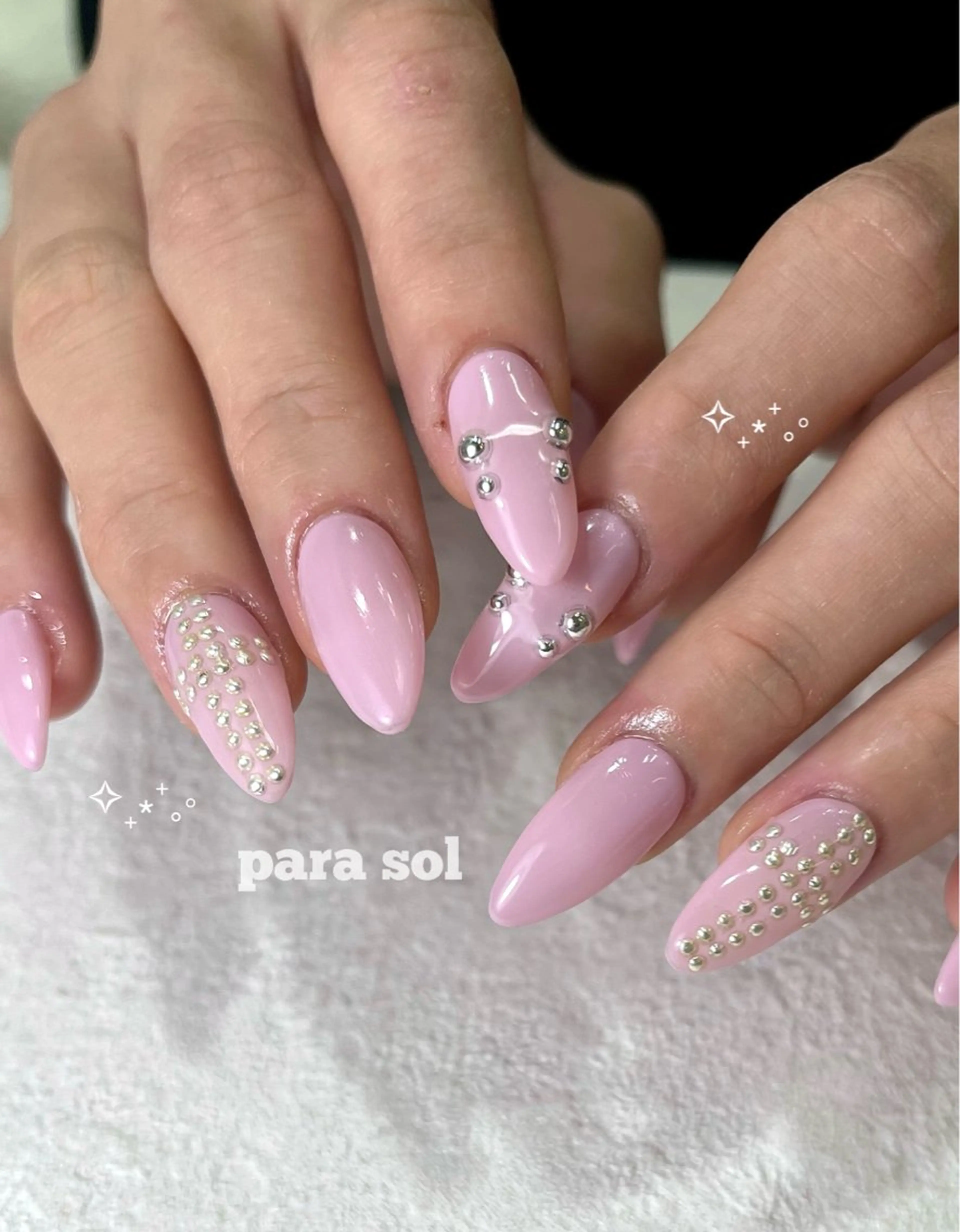 ネイル ジェルネイル パラジェル ピンク シンプルネイル ハンドネイル Para Sol nail　Maoのネイルデザイン