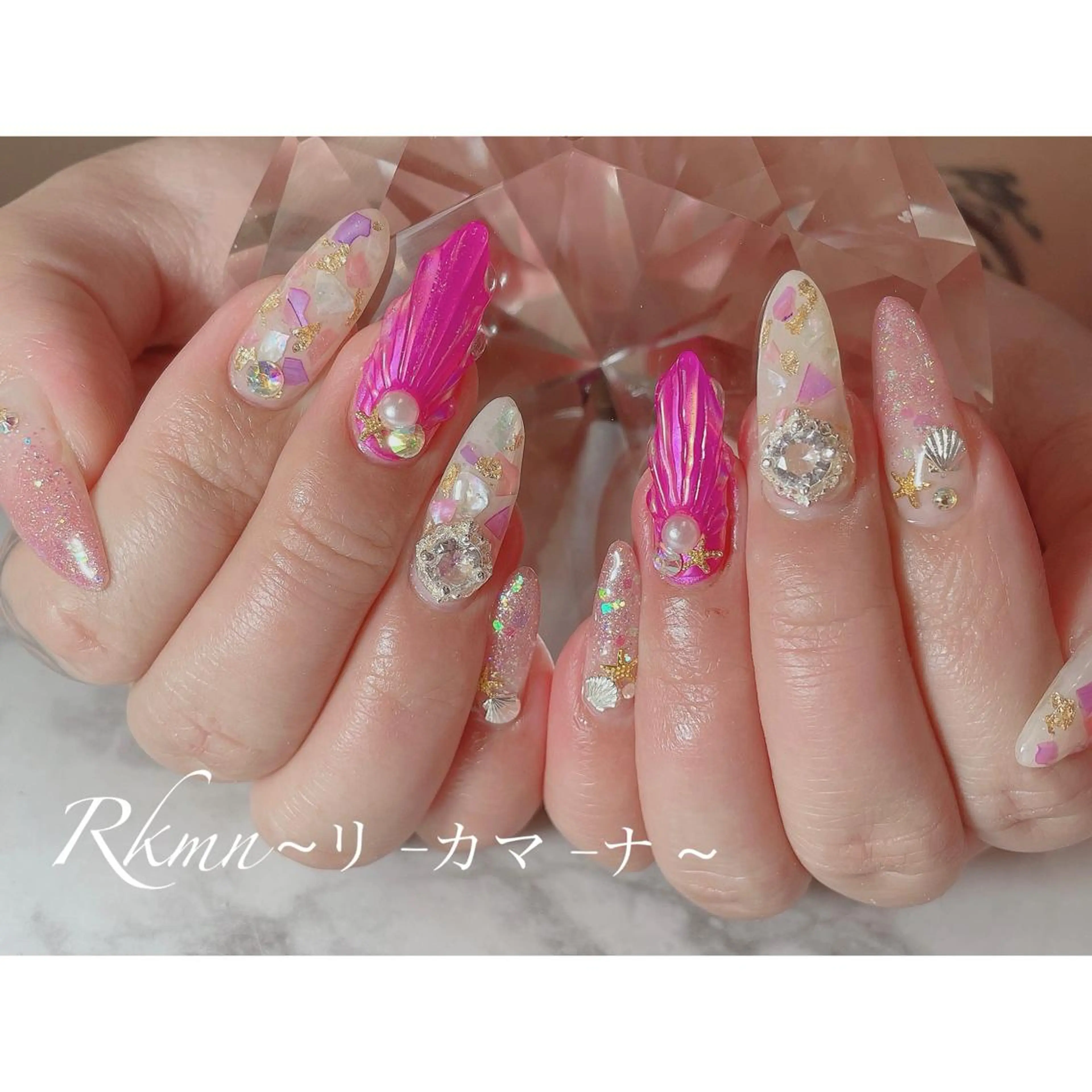 ネイル アートネイル ピンク 春ネイル ハンドネイル フットネイル ハンドケア Rkmn ~リ-カマ-ナ~のネイルデザイン