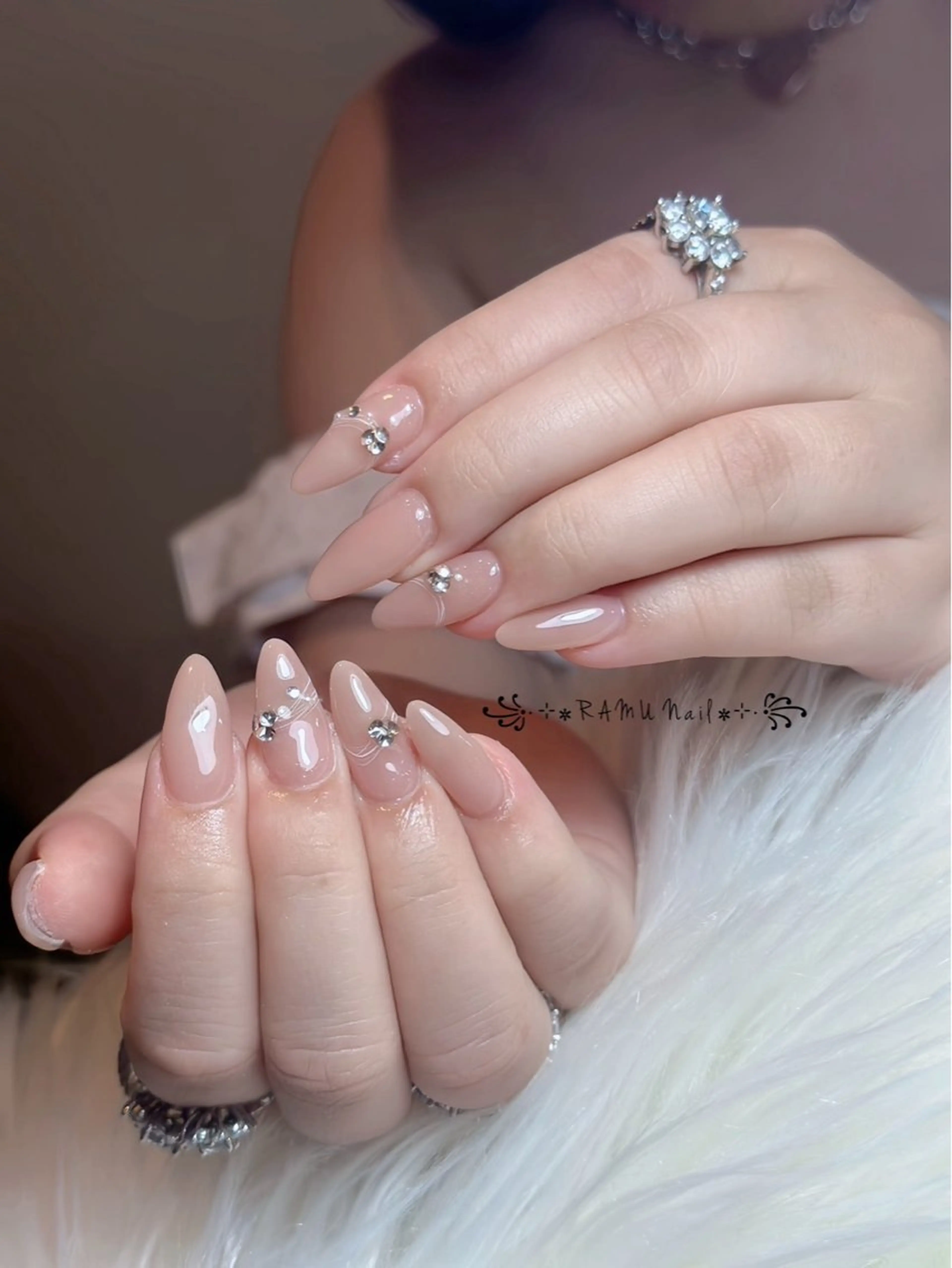 ネイル キラキラネイル マグネットネイル ミラーネイル ピンク 夏ネイル ハンドネイル RAMU Nail 恵比寿店のネイルデザイン