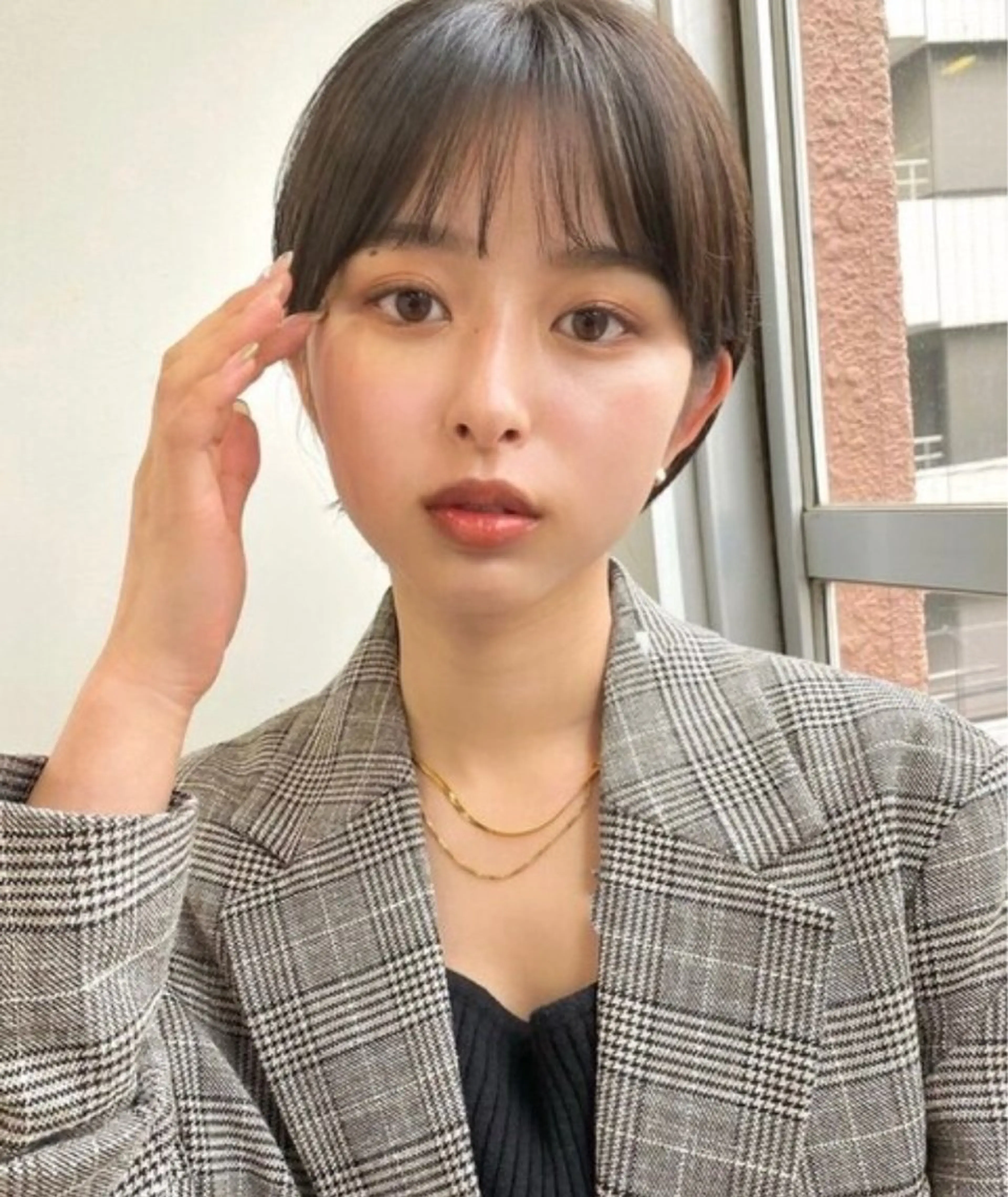 ショート シースルーバング ショートヘア 似合わせカット‪// 鶴我万唯華のヘアスタイル