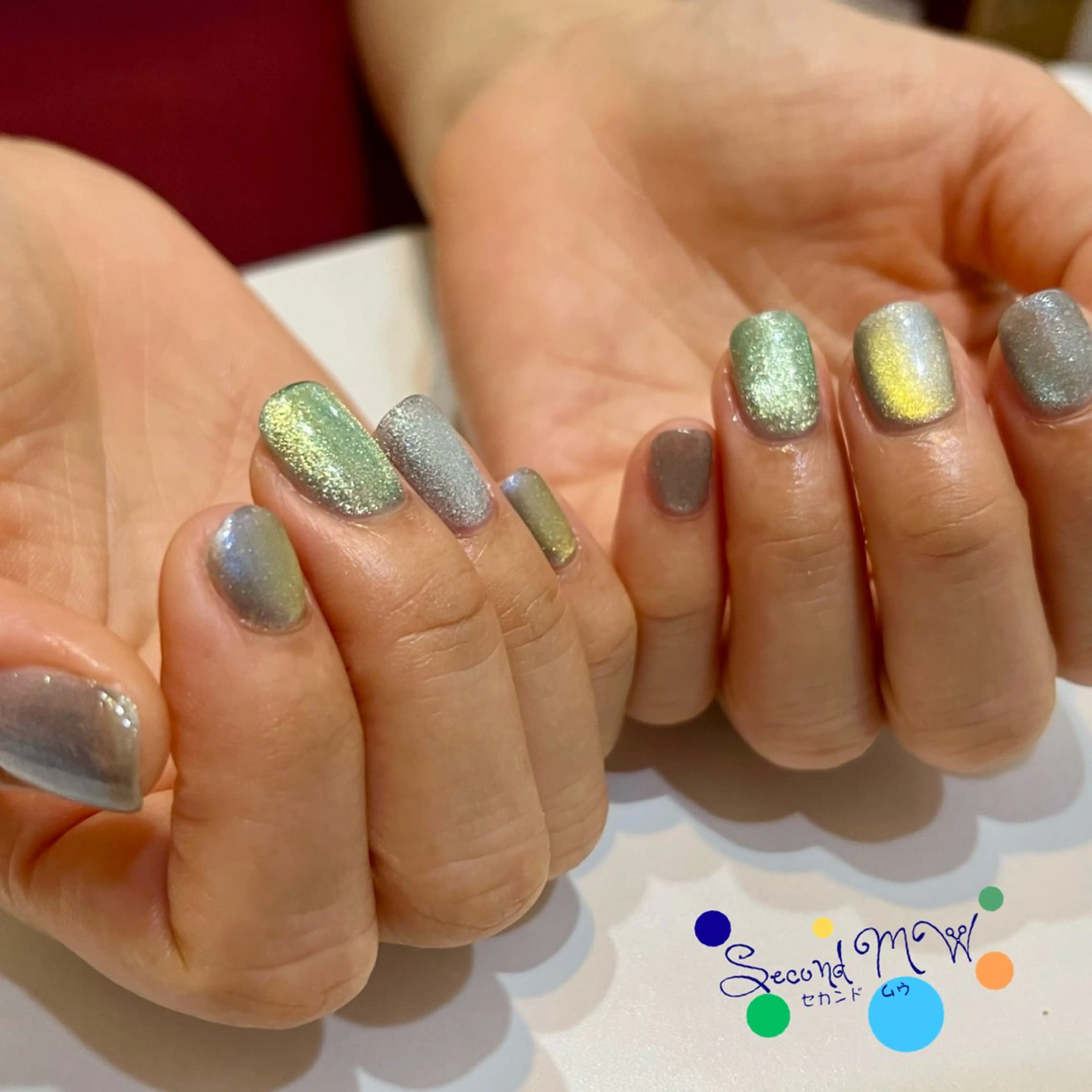 ネイル ブルー マグネットネイル ワンカラーネイル ハンドネイル SecondMW _nail 　川連のネイルデザイン