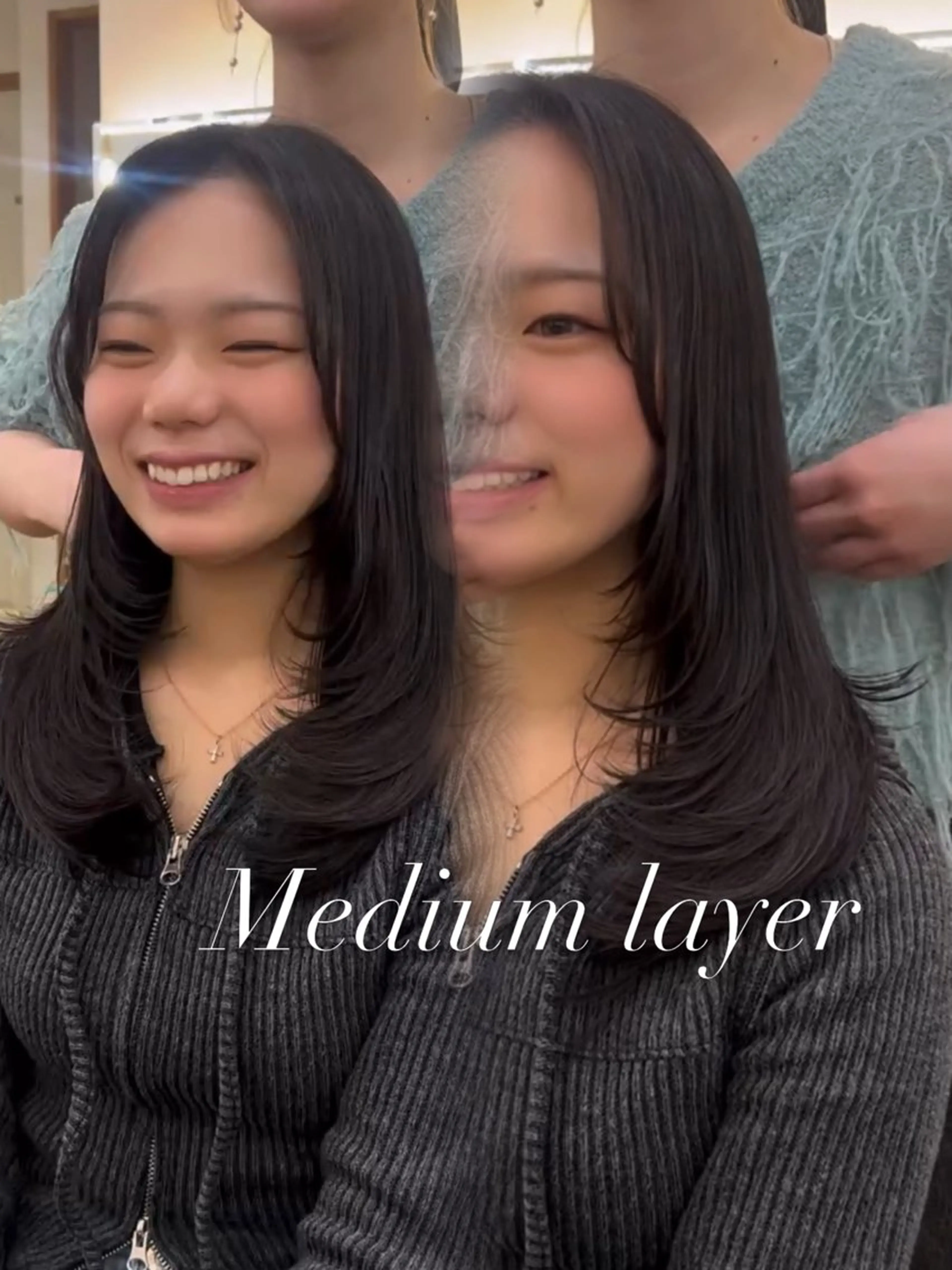 セミロング カット トリートメント ブリーチなしWカラー /レイヤー/セイナのヘアスタイル