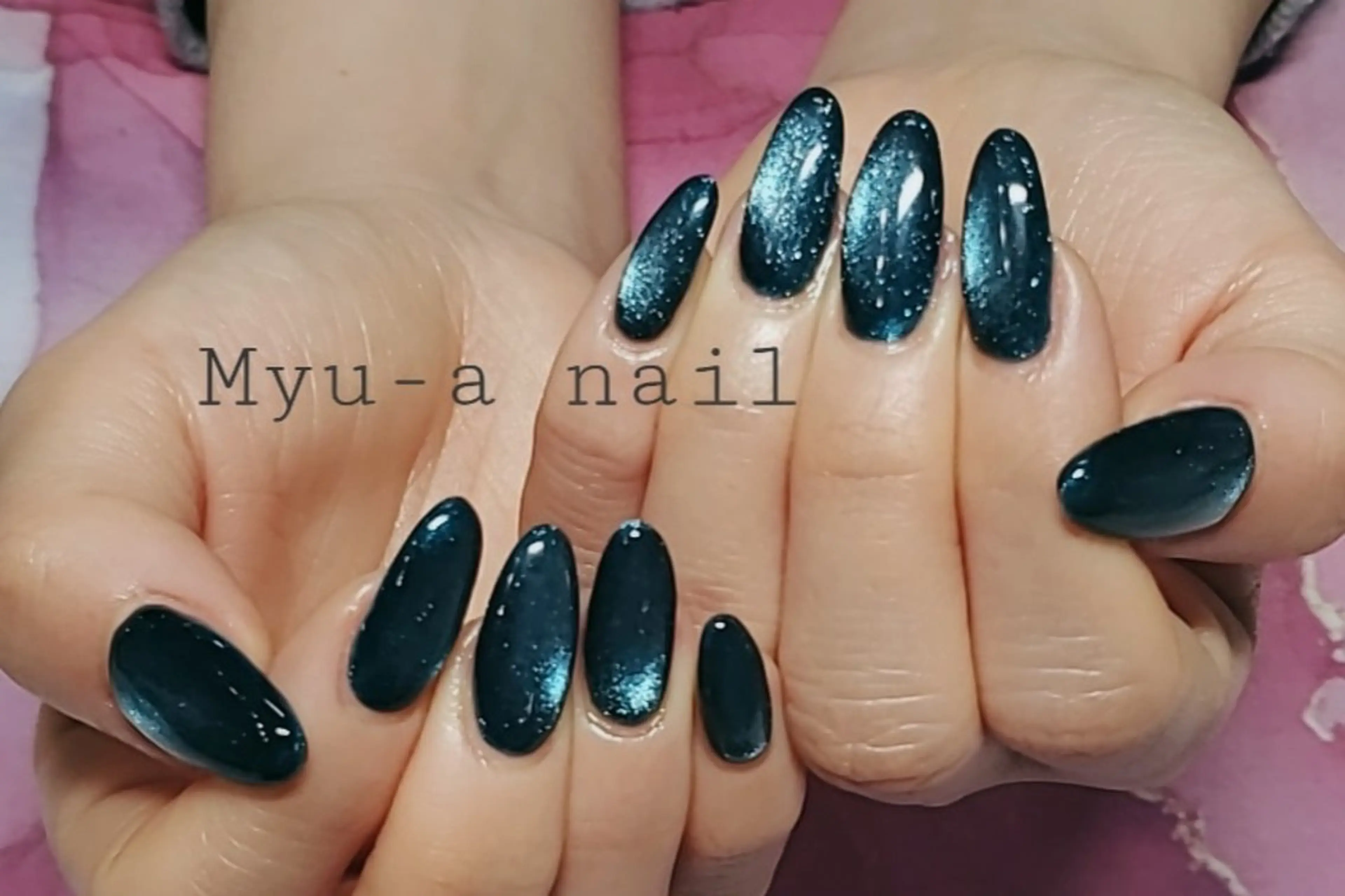 ネイル ブルー マグネットネイル ワンカラーネイル ハンドネイル Myu-a nail所属・Myu-a  　nailのネイルデザイン