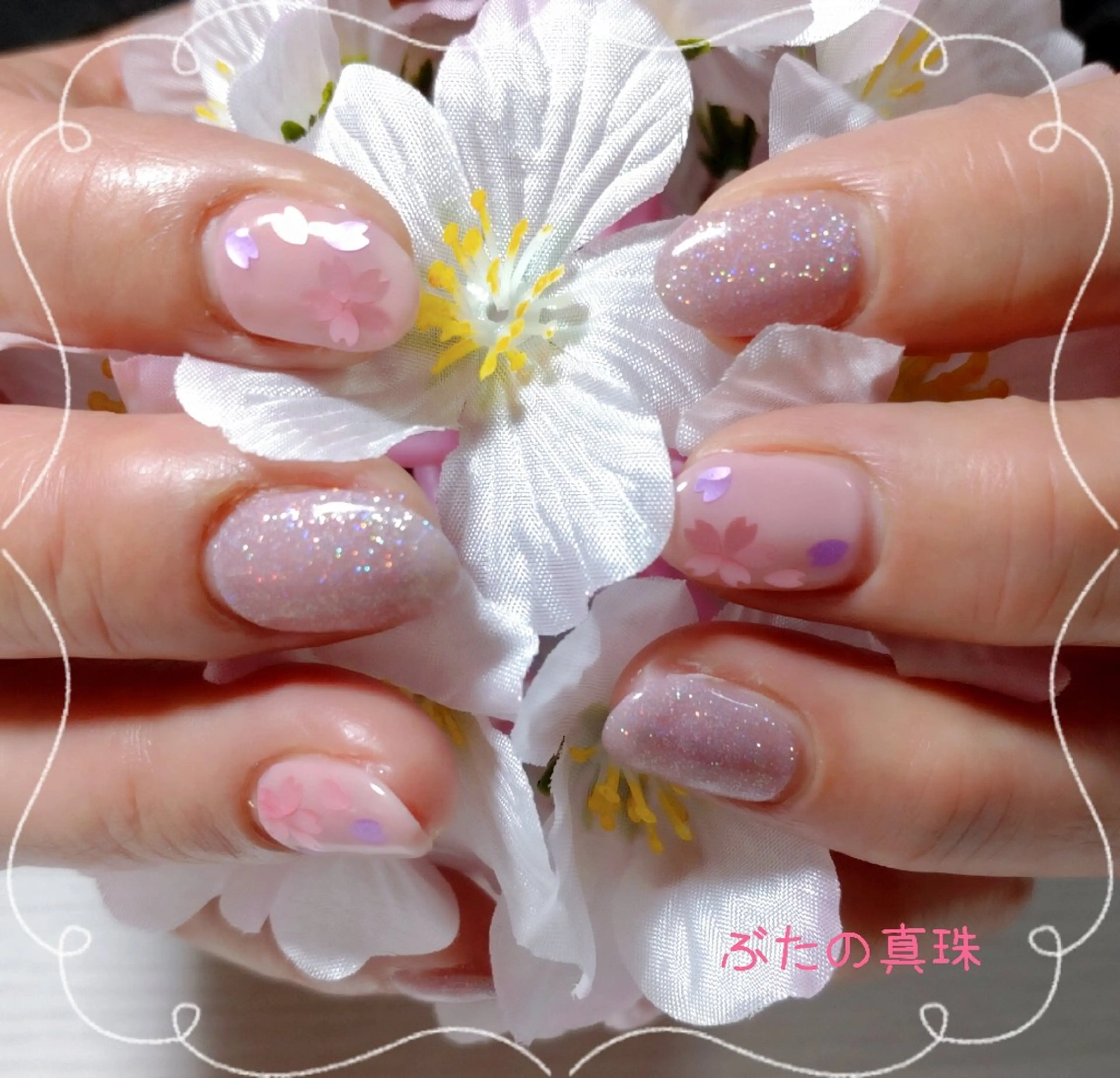 ネイル 桜ネイル ピンク パープル ハンドネイル 林 珠里のネイルデザイン