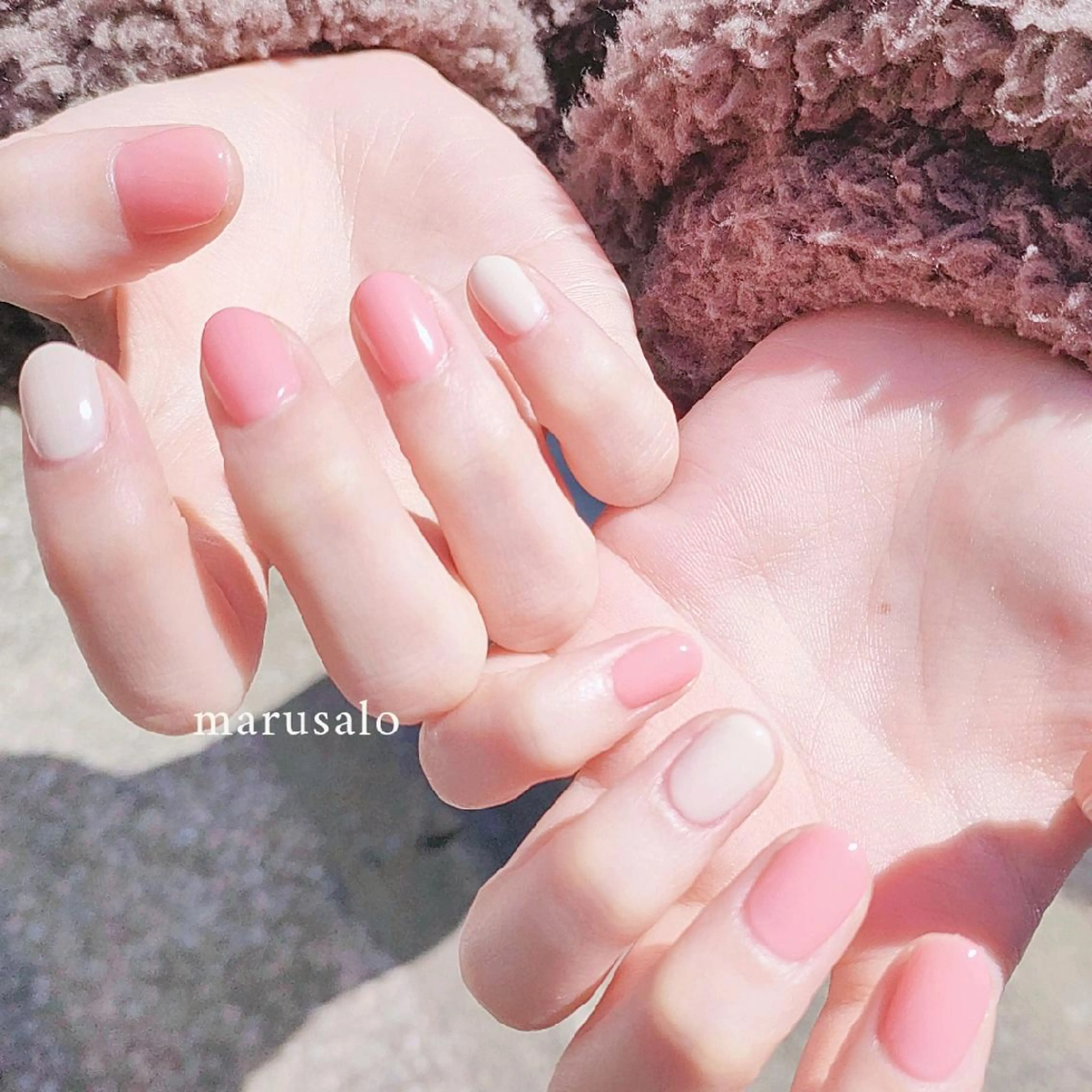 ネイル オフィスネイル ワンカラーネイル ピンク ショートネイル シンプルネイル ハンドネイル marusalo nailのネイルデザイン