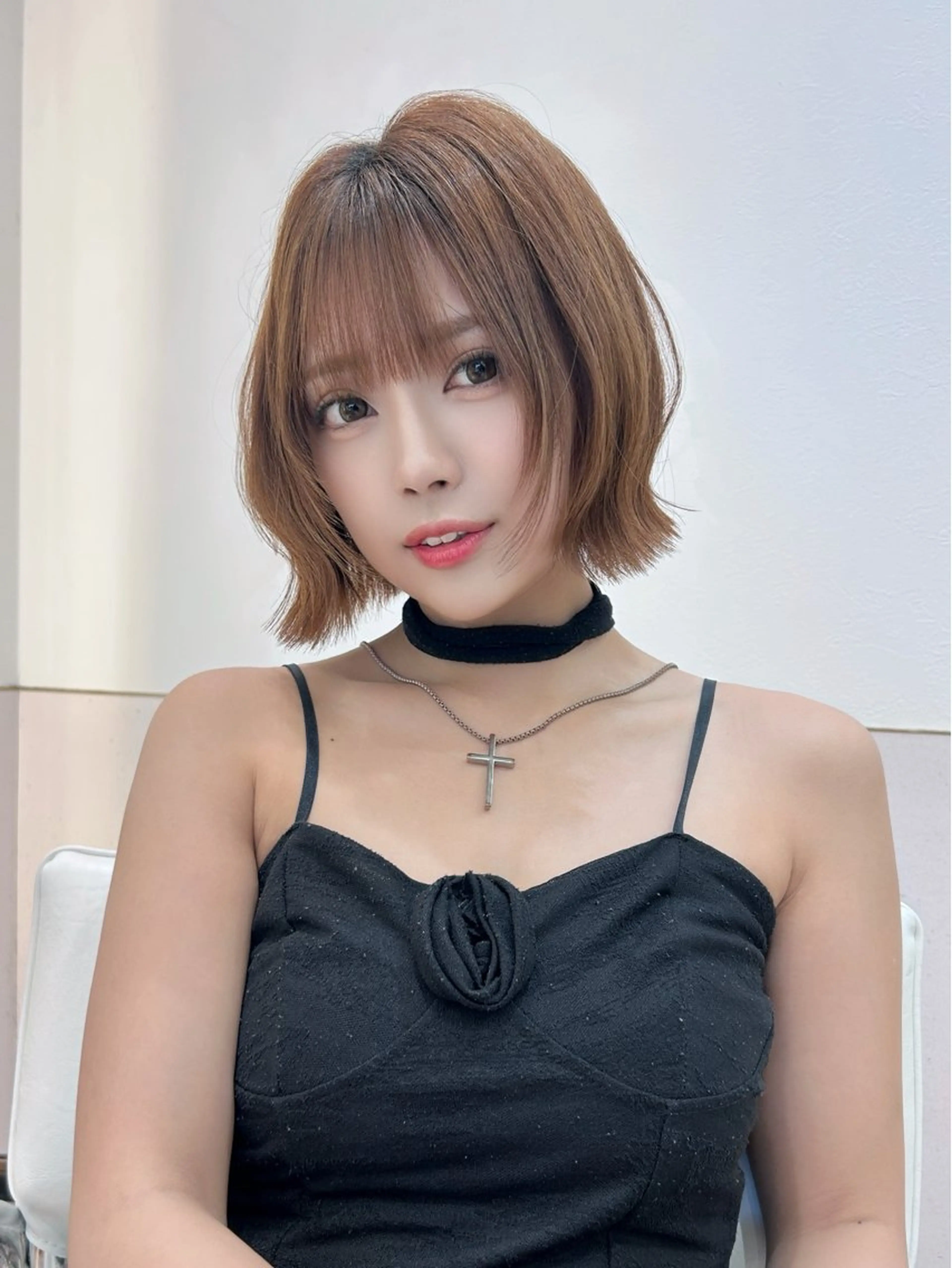 ショート ボブレイヤー ボブ くびれヘア 顔まわりレイヤー 顔周りカット ボブ/レイヤーボブ/ 髪質改善/梶川 夏季のヘアスタイル