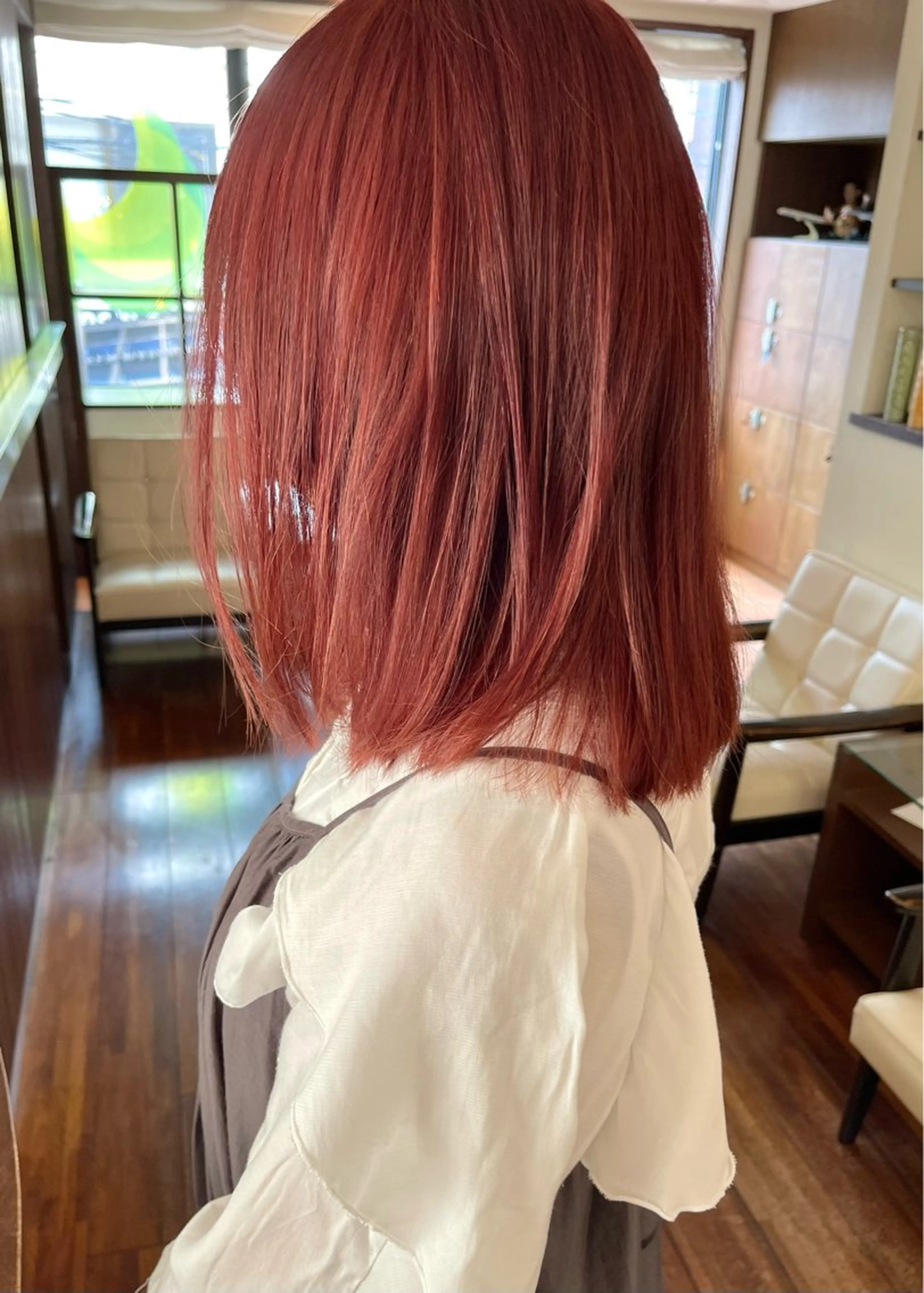 ミディアム カラー ブリーチ ダブルカラー ブリーチなしカラー レッドカラー ヘアカラー トリートメント 田室 和幸のヘアスタイル