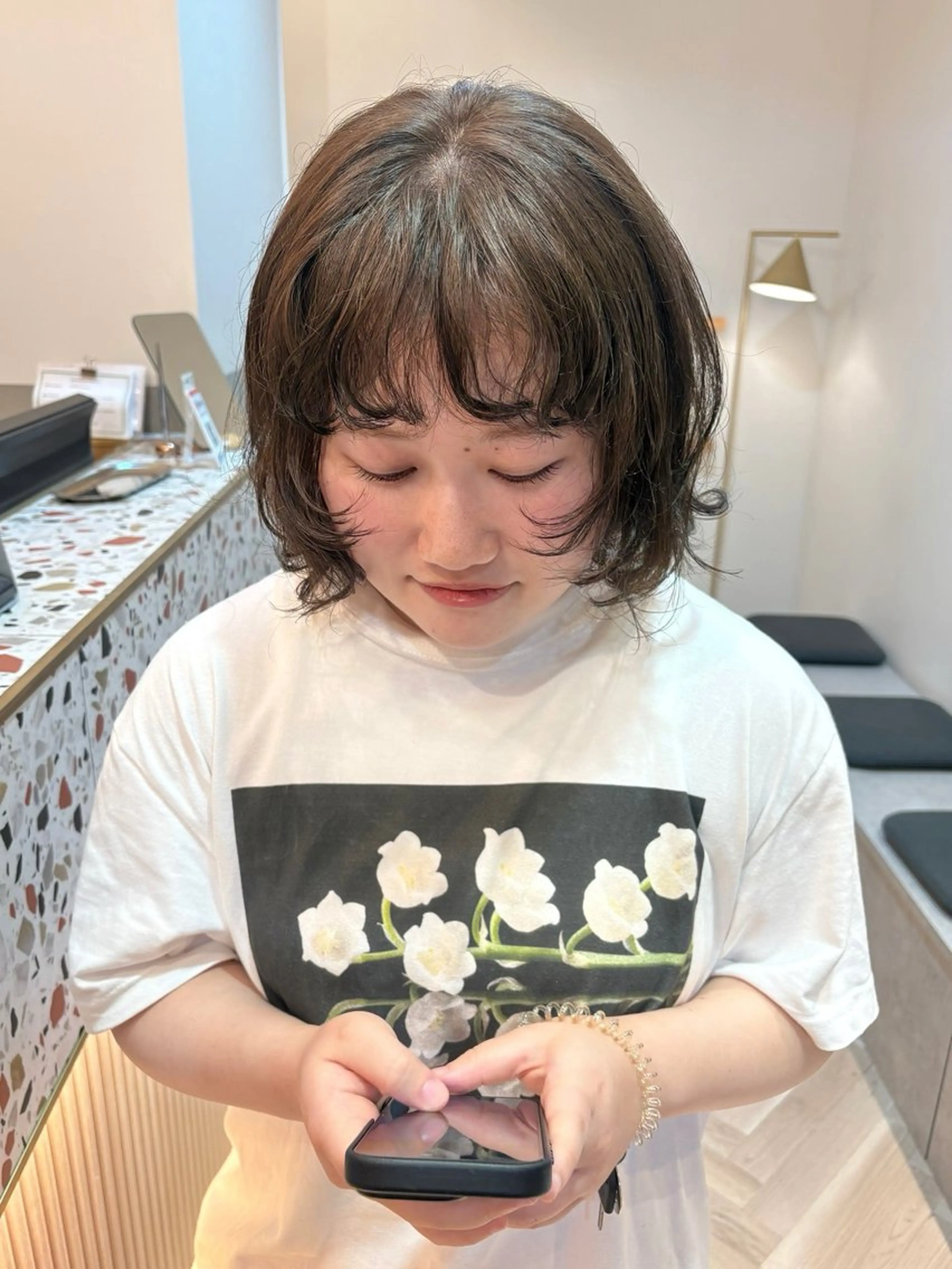 パーマ ボブ 似合わせ/ベージュ /レイヤー/りほ🤍のヘアスタイル