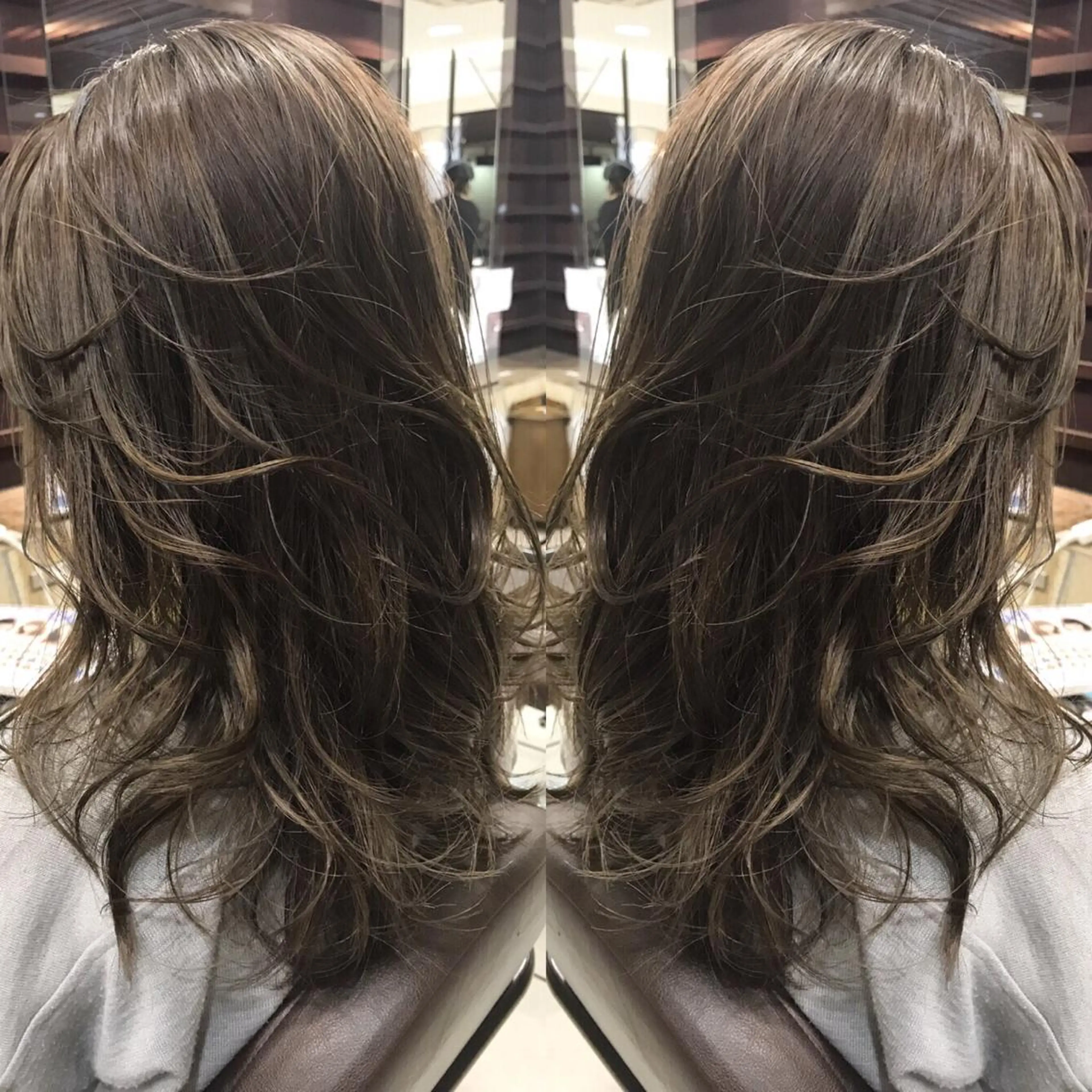 セミロング カラー シールエクステ⭐️ オオミタクヤのヘアスタイル