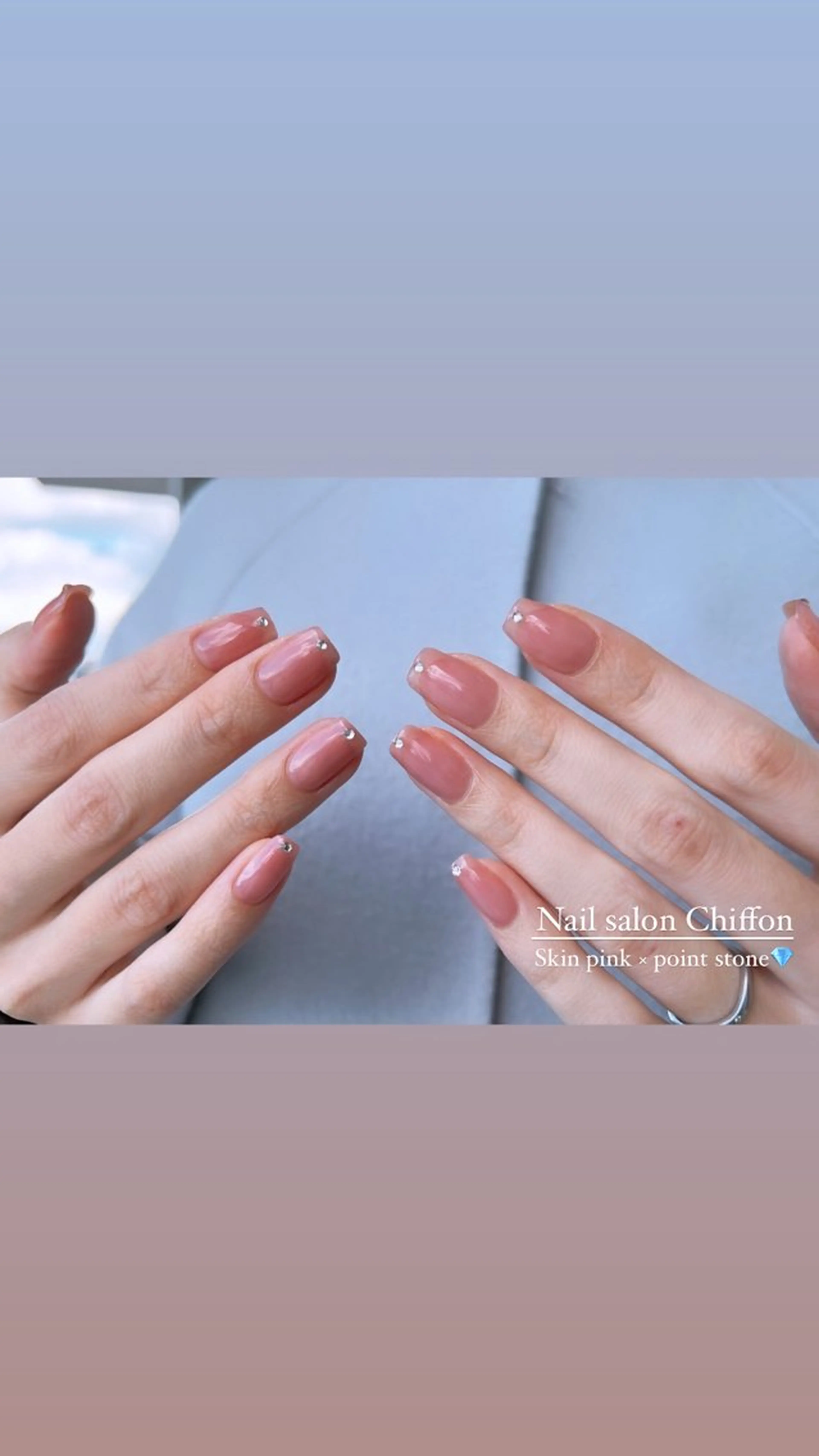 ネイル ワンカラーネイル ピンク ストーンネイル Nail salon Chiffonのその他イメージ