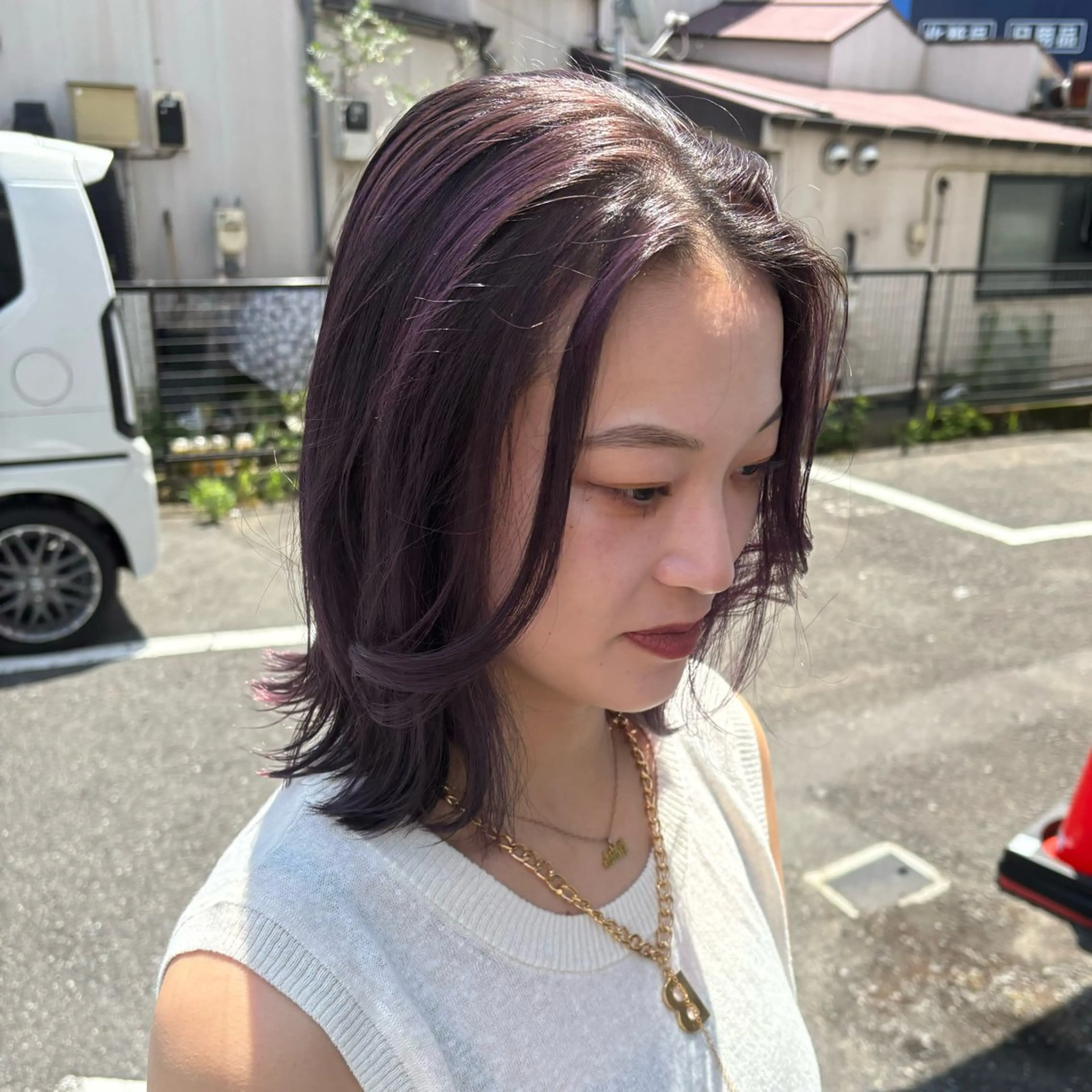 ミディアム カット ヘアカラー 🎀ハイトーン/ 艶カラー/夕月🎀のヘアスタイル