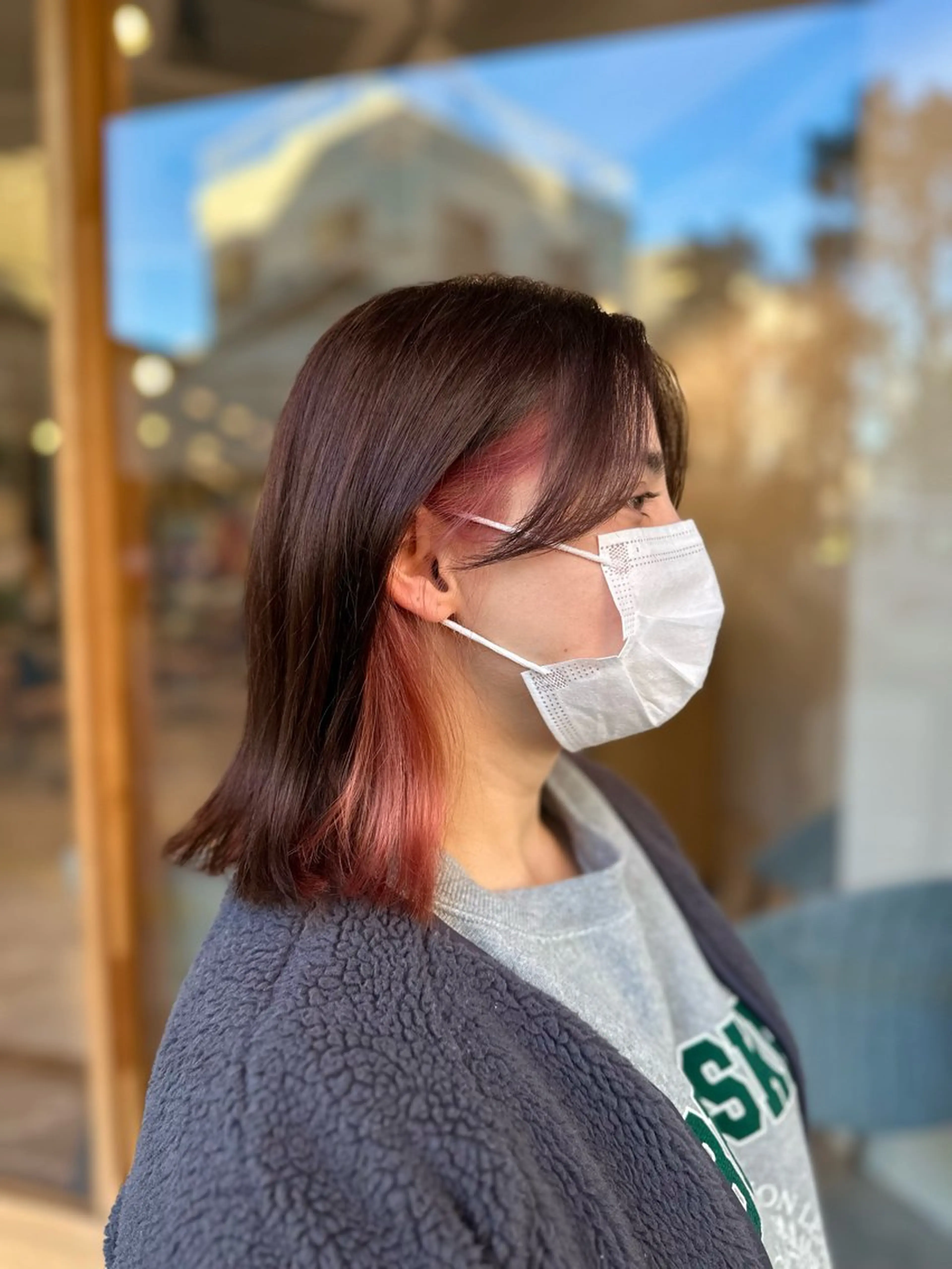 ミディアム カラー インナーカラー ピンクカラー ヘアカラー トリートメント 特殊カラー特化 ✂️SHIAN フジのヘアスタイル