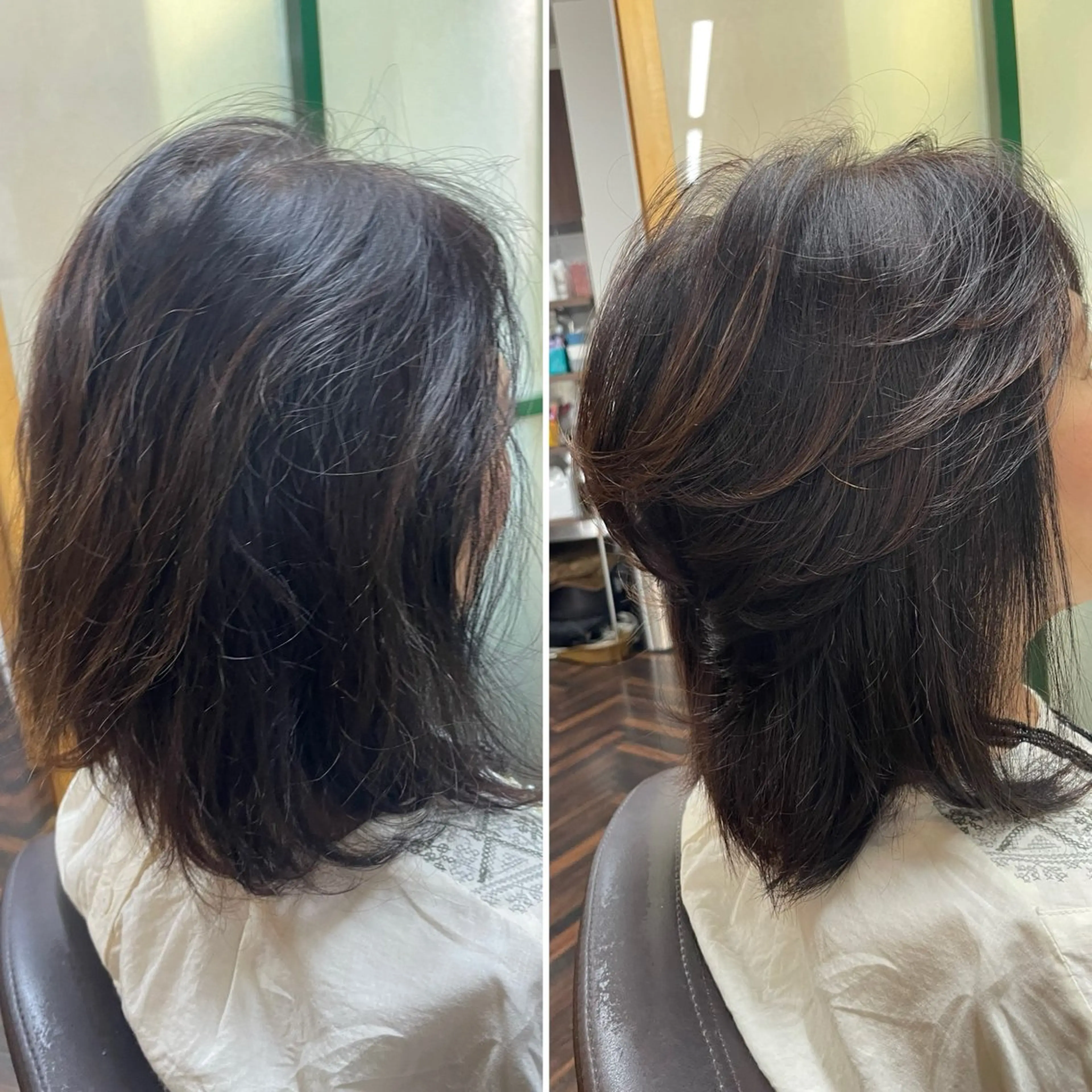 ミディアム レイヤーカット katae sayoriのヘアスタイル