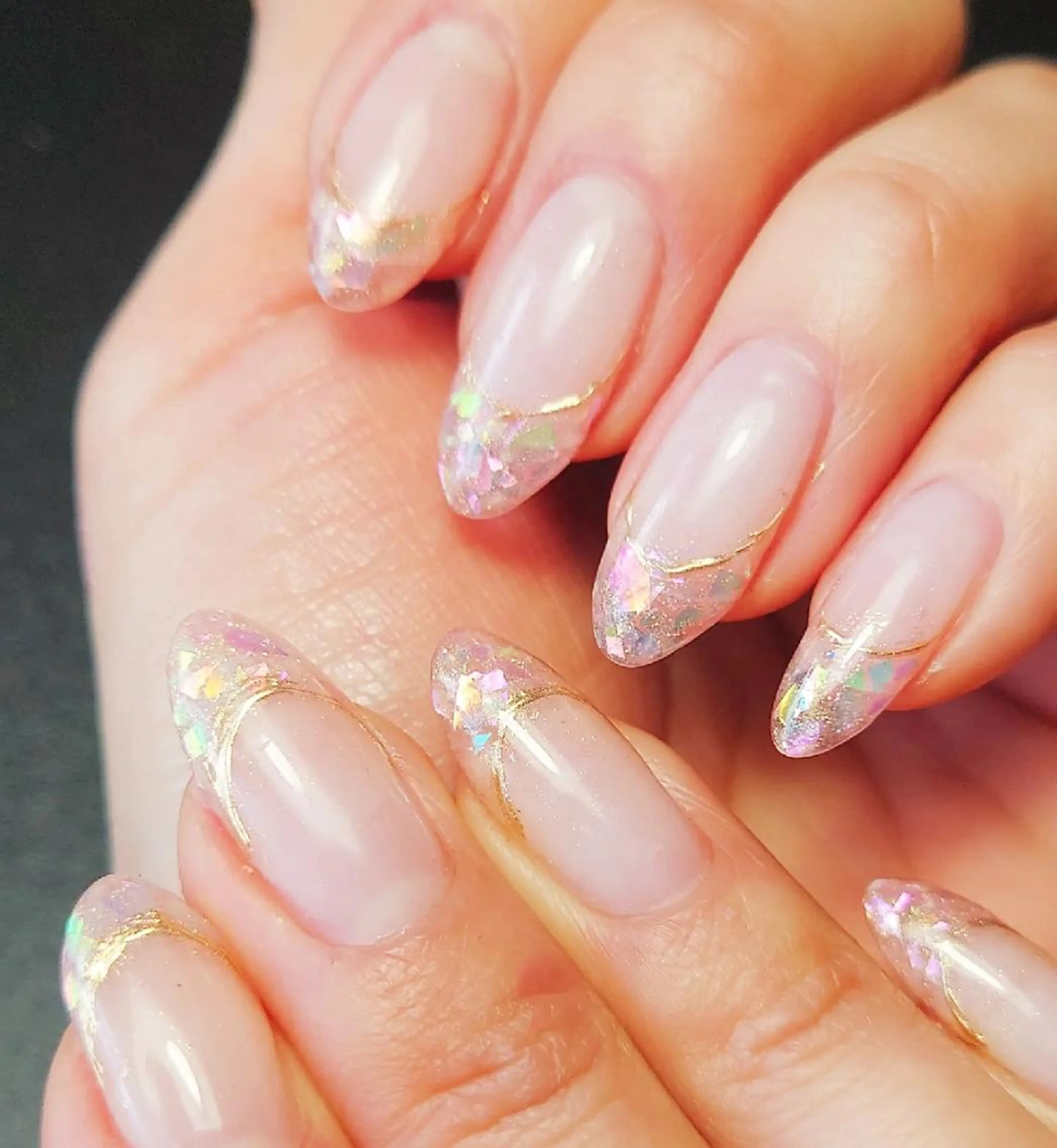 ネイル クリアネイル 長さ出し ジェルネイル ホログラムネイル ミラーネイル improve /mamiのネイルデザイン