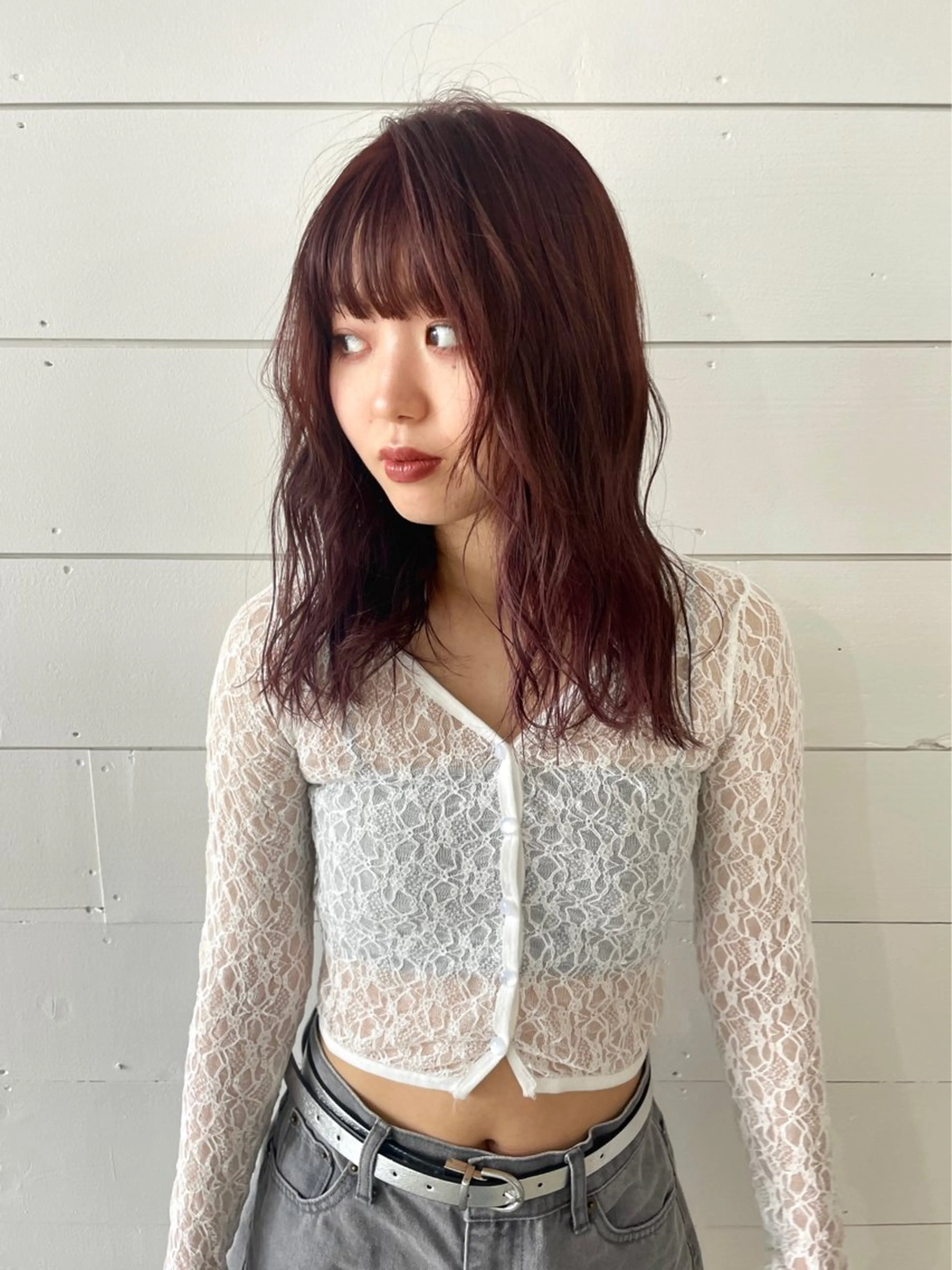 ロング カラー ヘアカラー 林 千聖のヘアスタイル