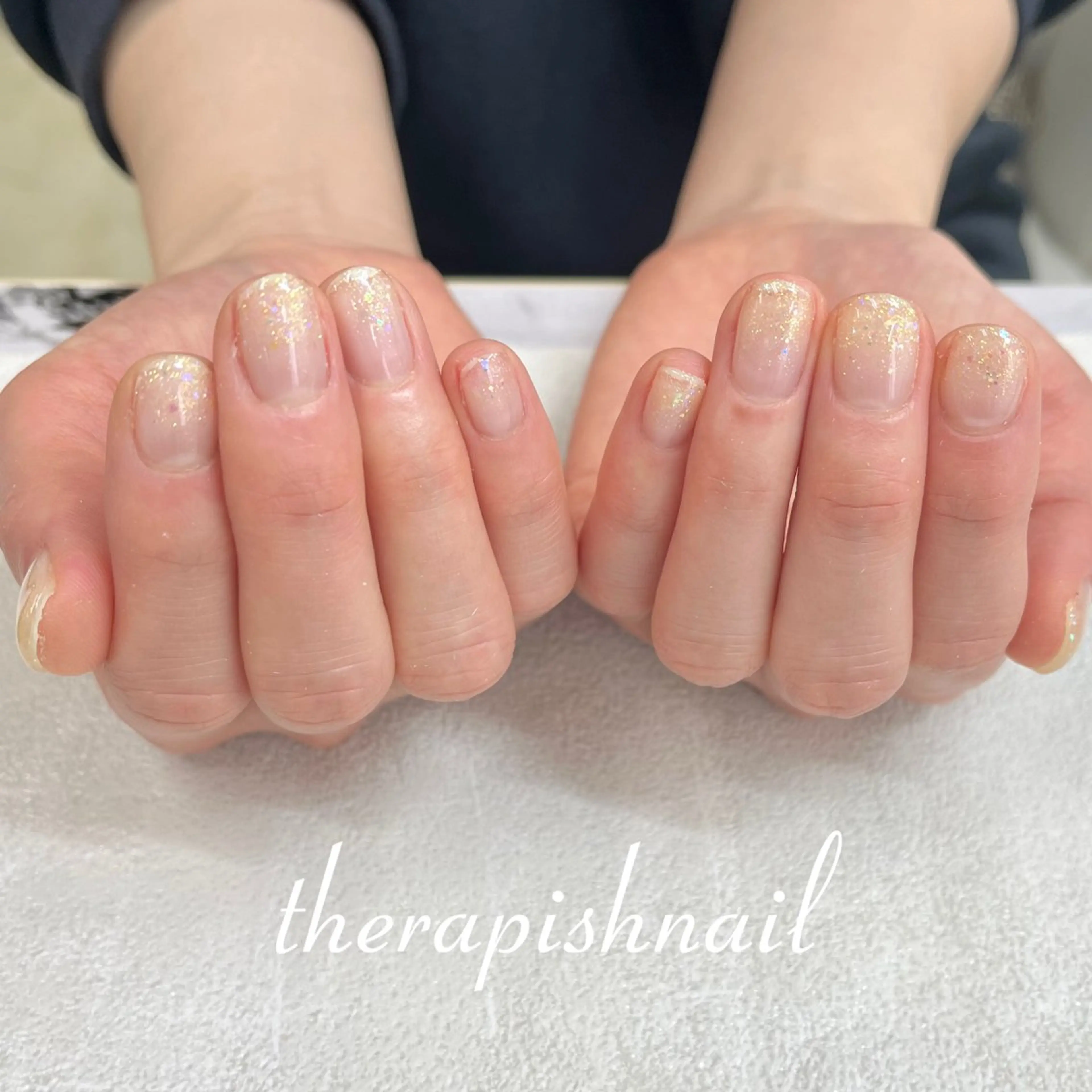 ネイル グラデーション ラメ(グリッター) ラメグラデーション 春ネイル 黄色 therapish 東三国徒歩1分 ゆなのネイルデザイン