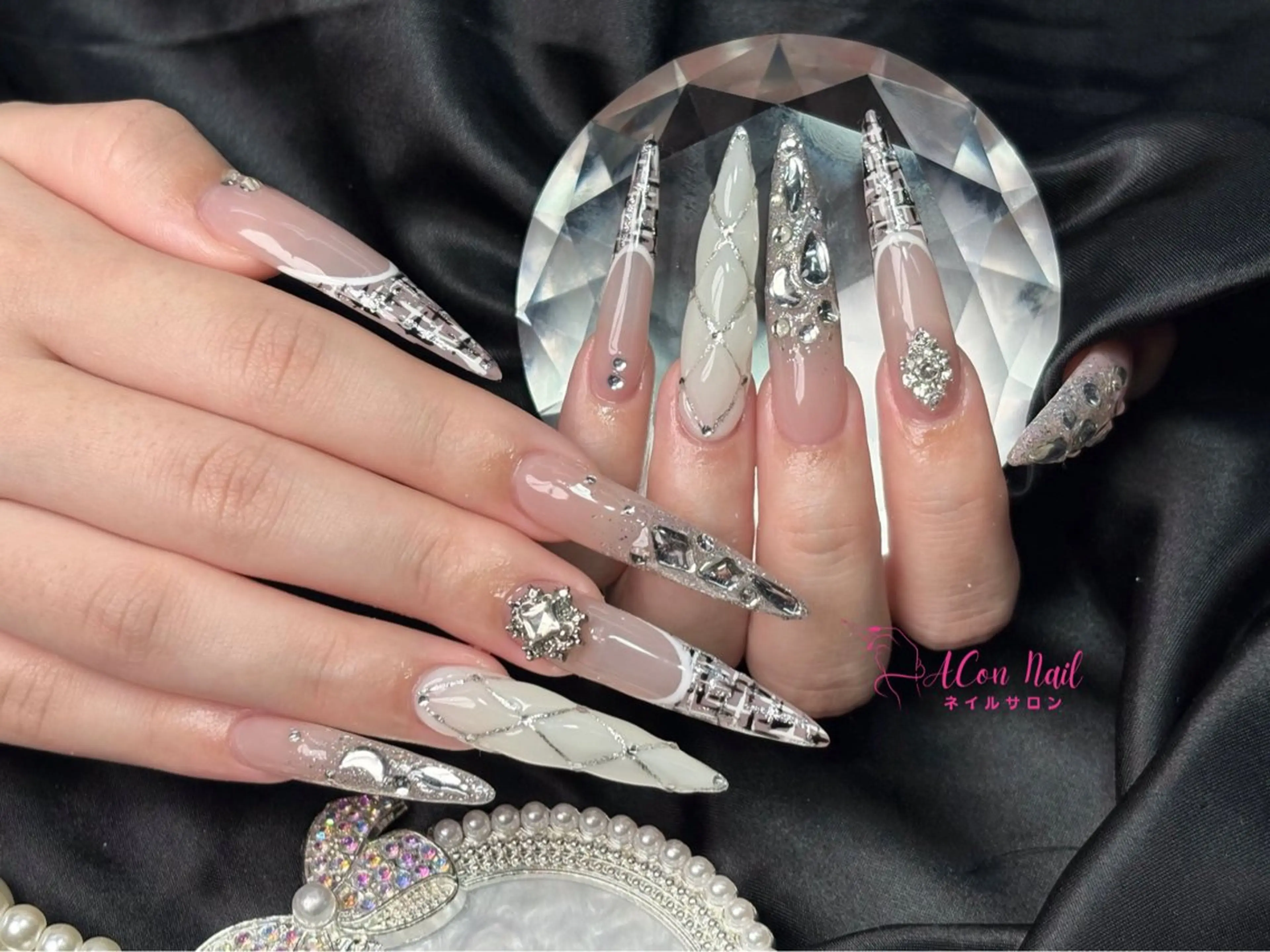 ネイル 桜ネイル 長さ出し フラワーネイル フレンチネイル ジェルネイル ハンドネイル ACon NailSalonのネイルデザイン