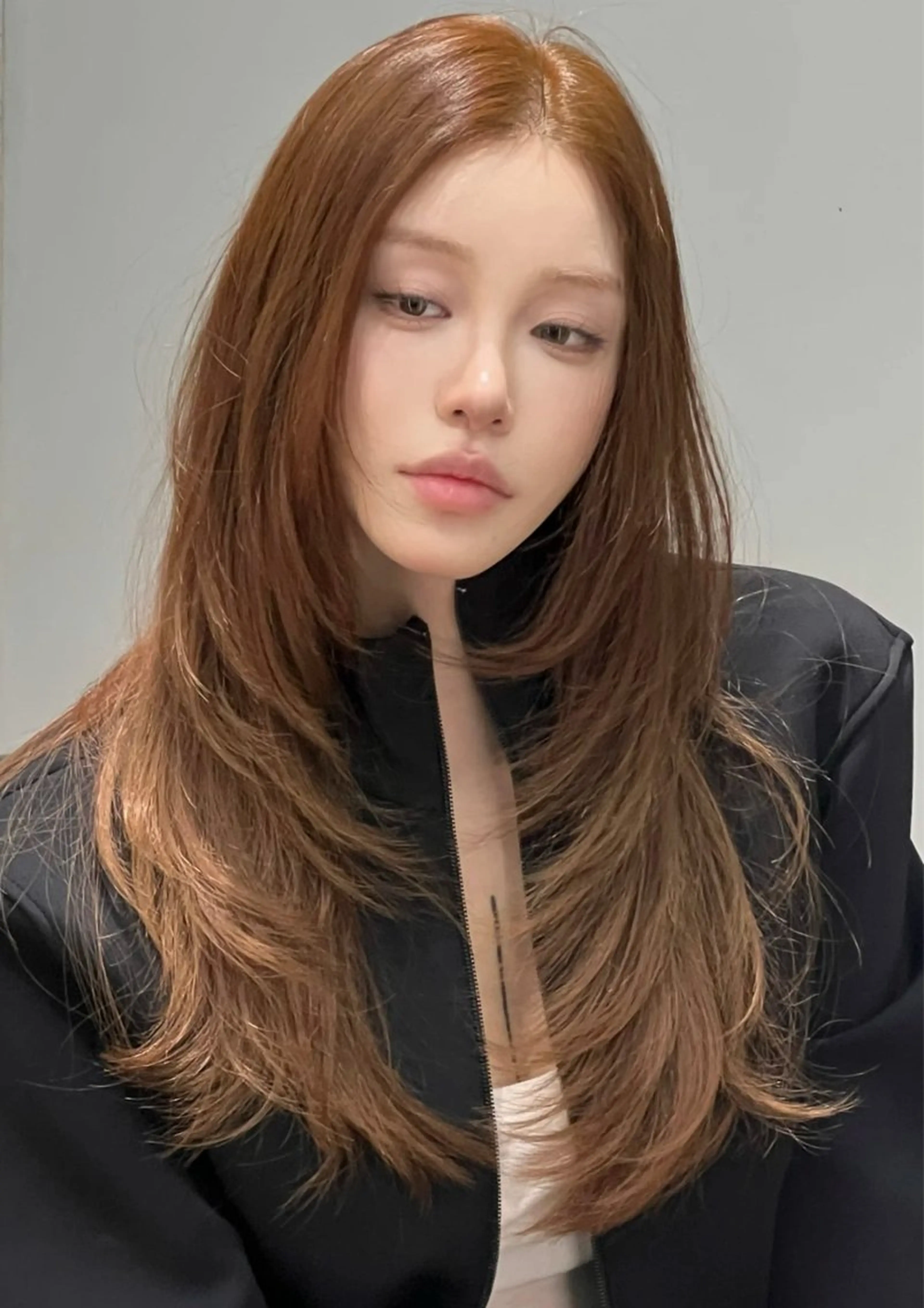 カラー 韓国風レイヤーカラー ライムのヘアスタイル