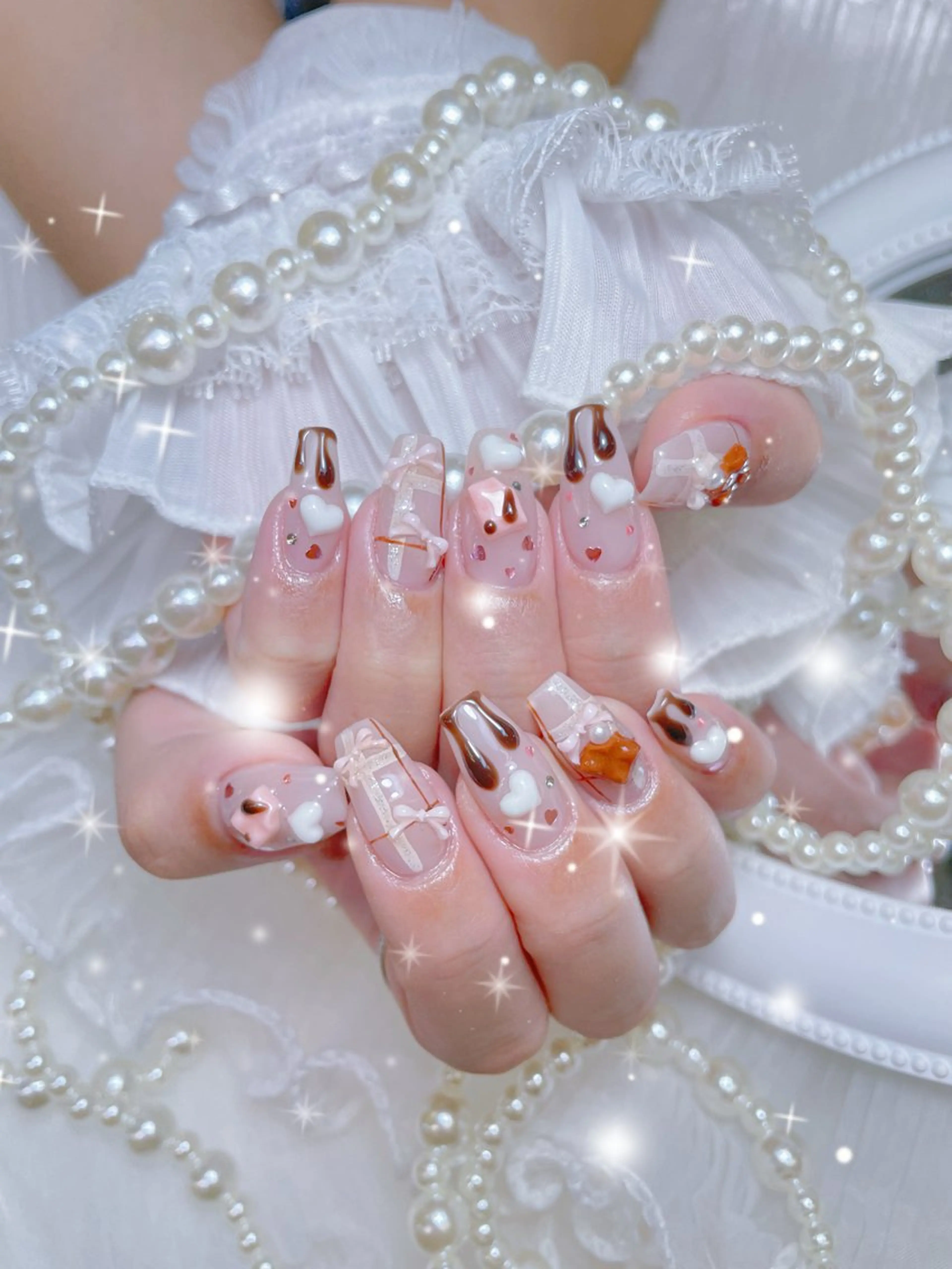 ネイル ロングネイル マグネットネイル スカルプネイル スーパーロングネイル バレンタイン ハンドネイル NailPrincess所属・princess スカルプ専門店のネイルデザイン