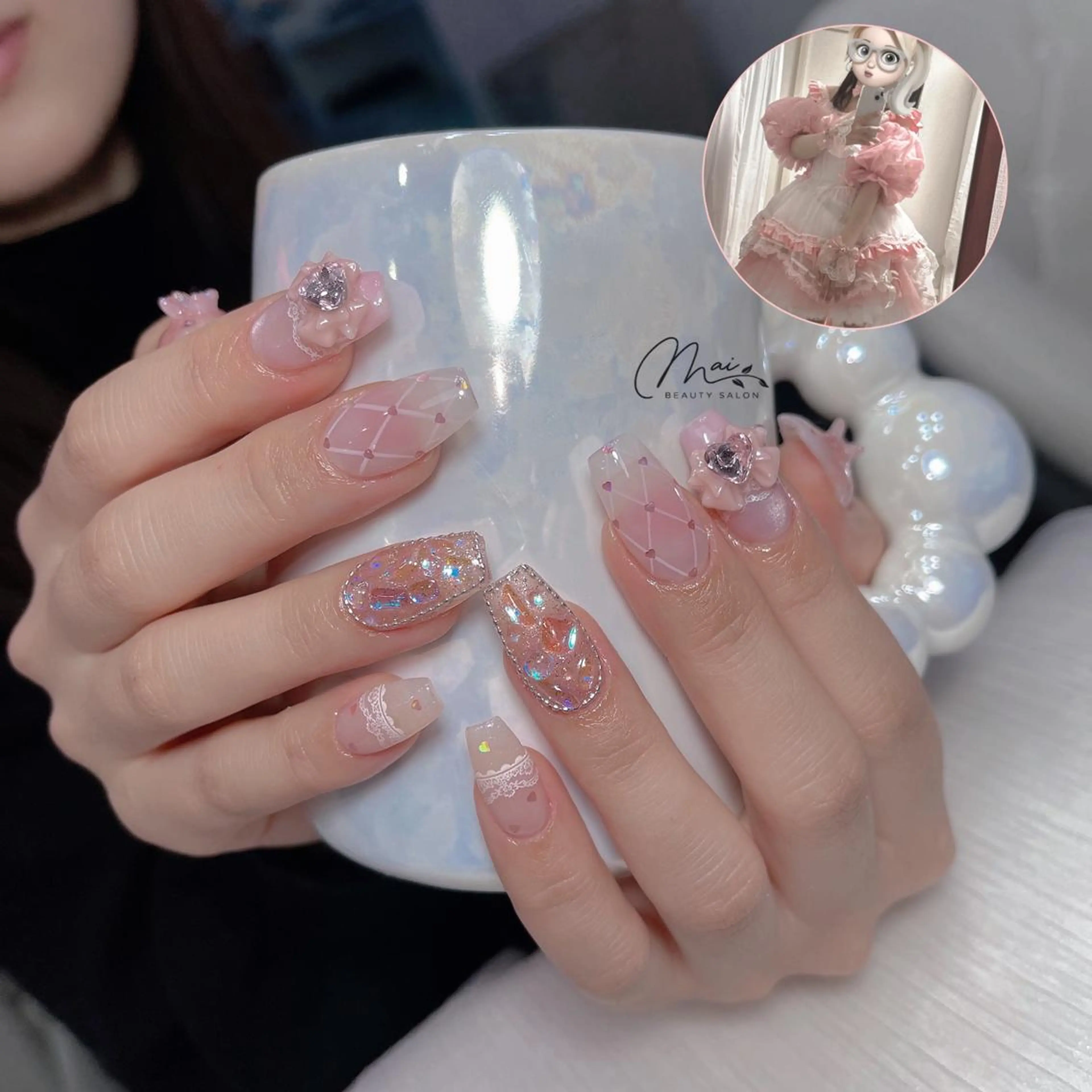 ネイル チークネイル フラッシュネイル フレンチネイル ジェルネイル 韓国ネイル ハンドネイル MaiBeauty マイ マイのネイルデザイン