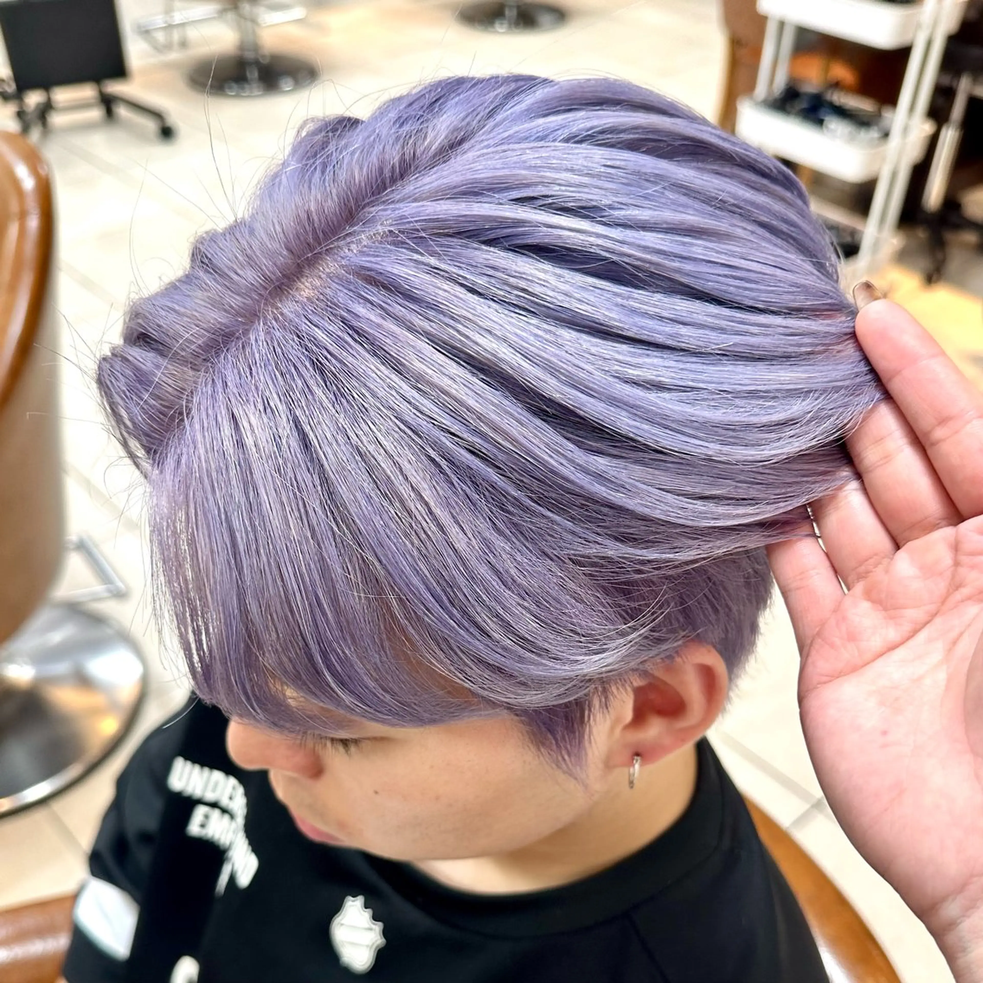 ショート カラー メンズ カット ヘアカラー 髪質改善/ブラック ヘア/リンのヘアスタイル